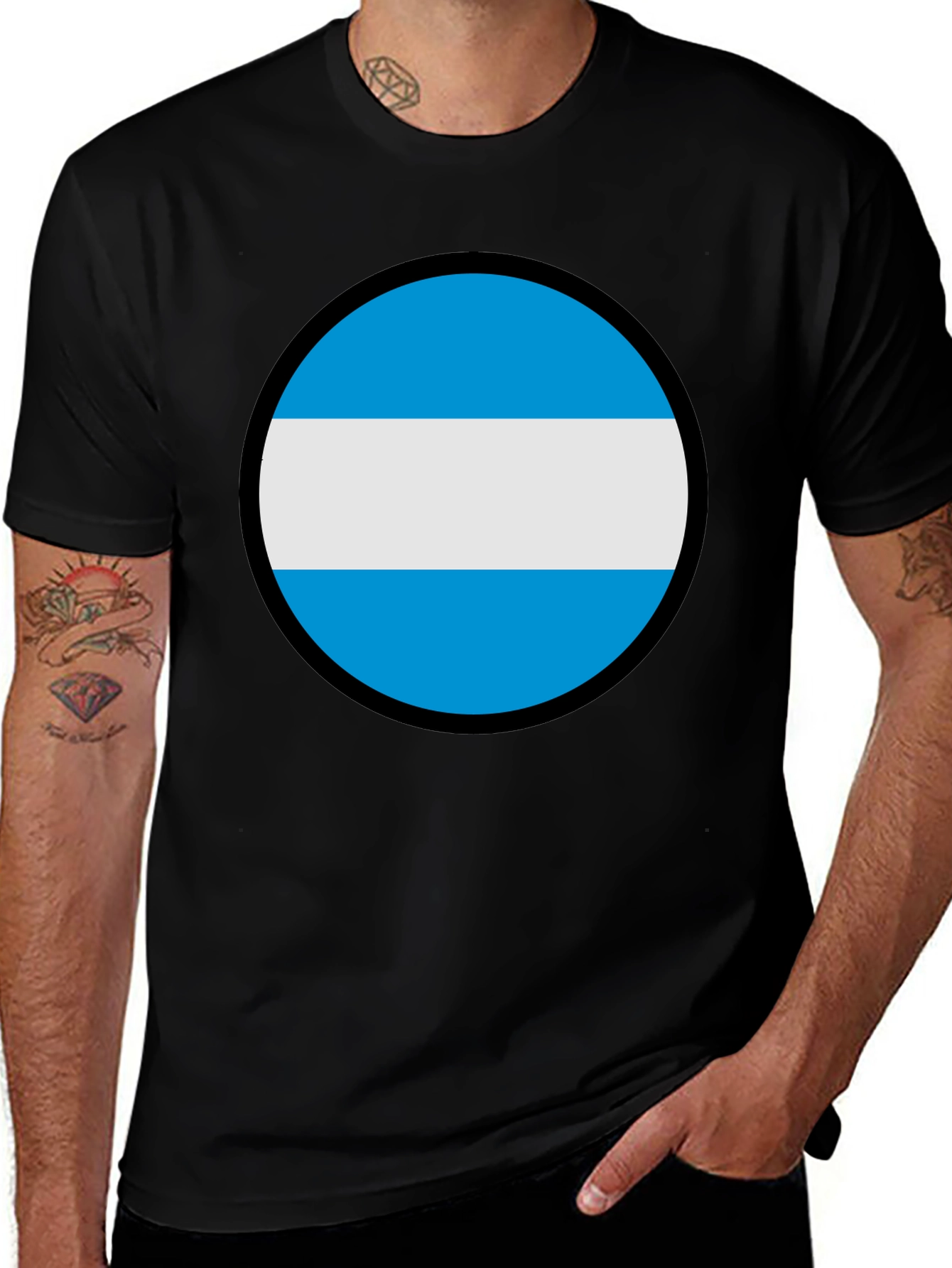 Argentina Flag Circle Graphic Mens T-Shirt