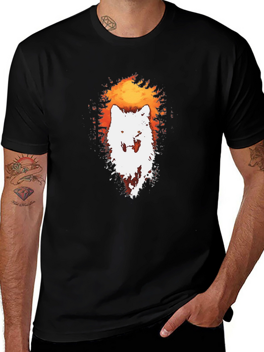 Wolf Silhouette Graphic Tee - Black Cotton T-Shirt