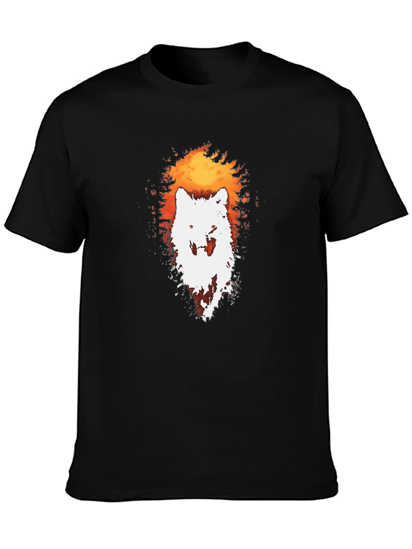 Wolf Silhouette Graphic Tee - Black Cotton T-Shirt