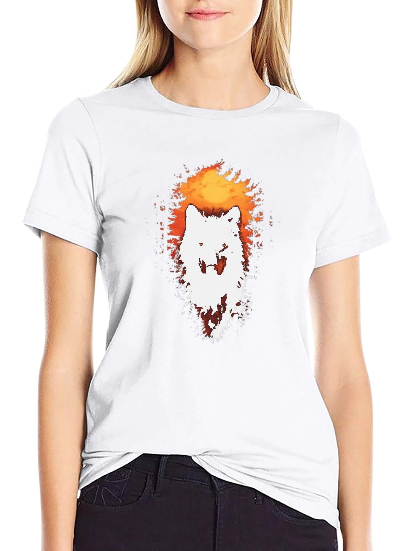 Wolf Silhouette Graphic Tee - Black Cotton T-Shirt
