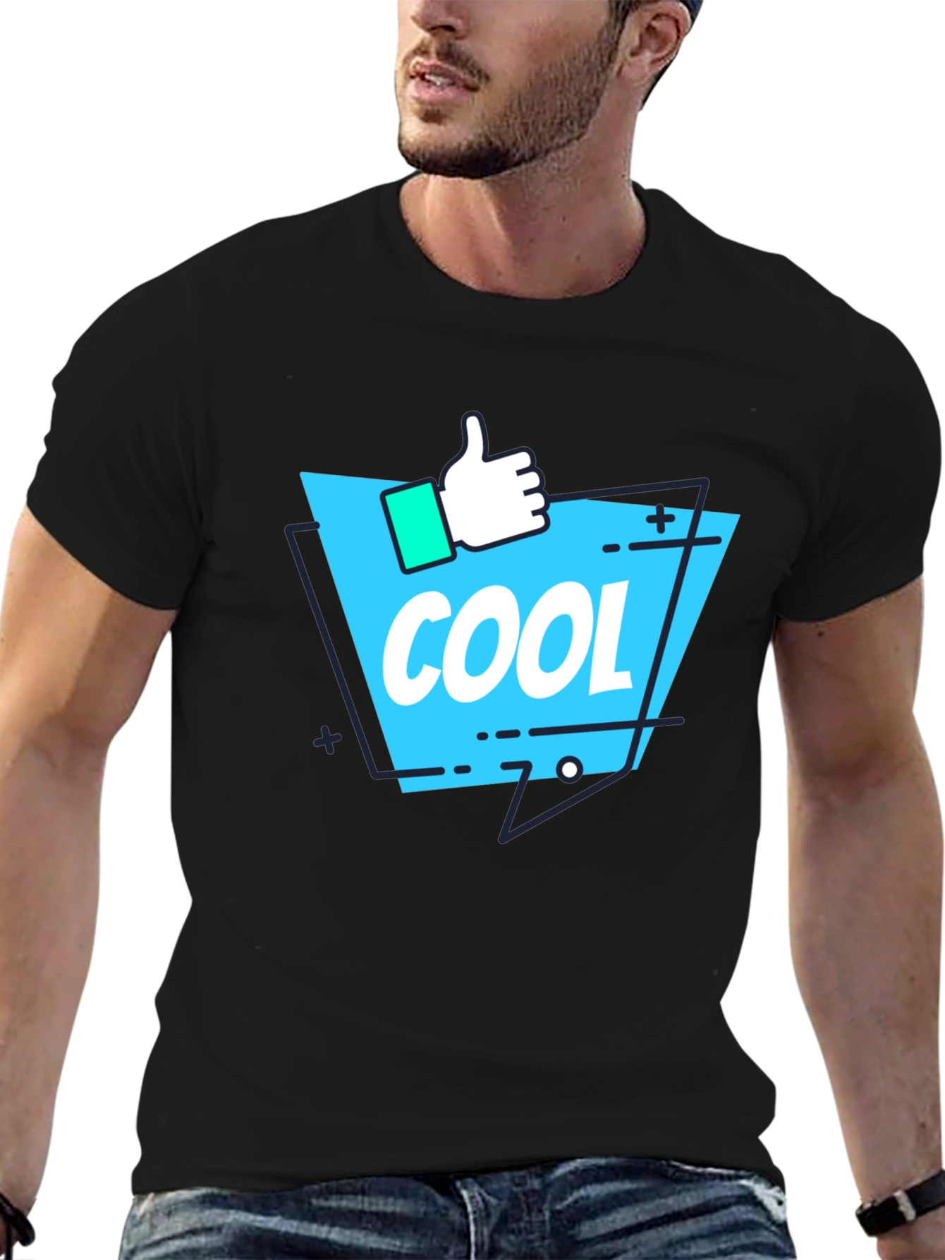 Cool Graphic Print T-Shirt - Black