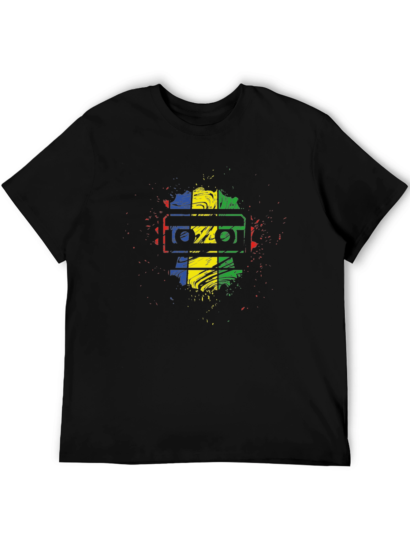 Retro Cassette Tape Graphic Tee - Black Cotton Shirt