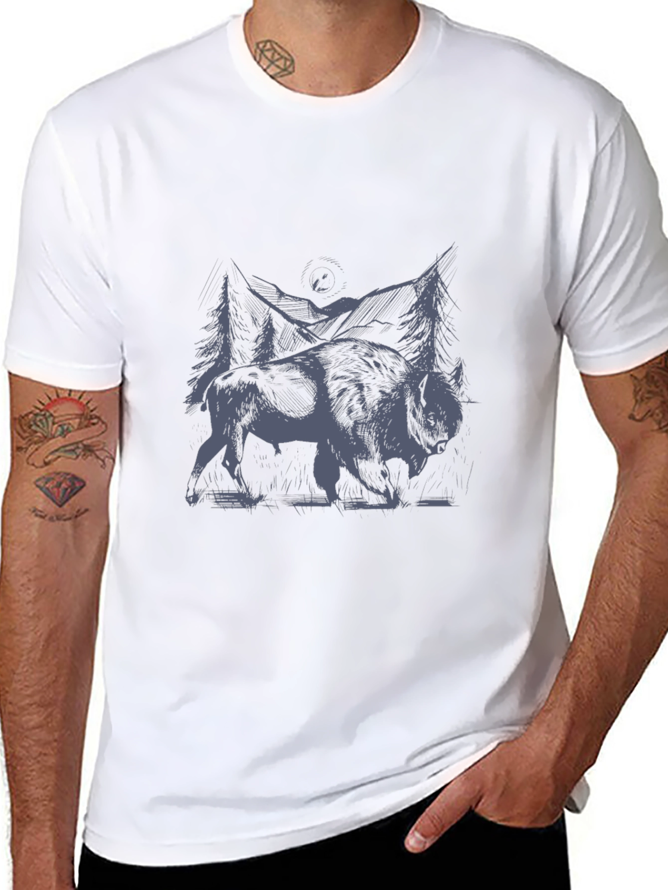 Buffalo Forest Graphic T-Shirt - Black