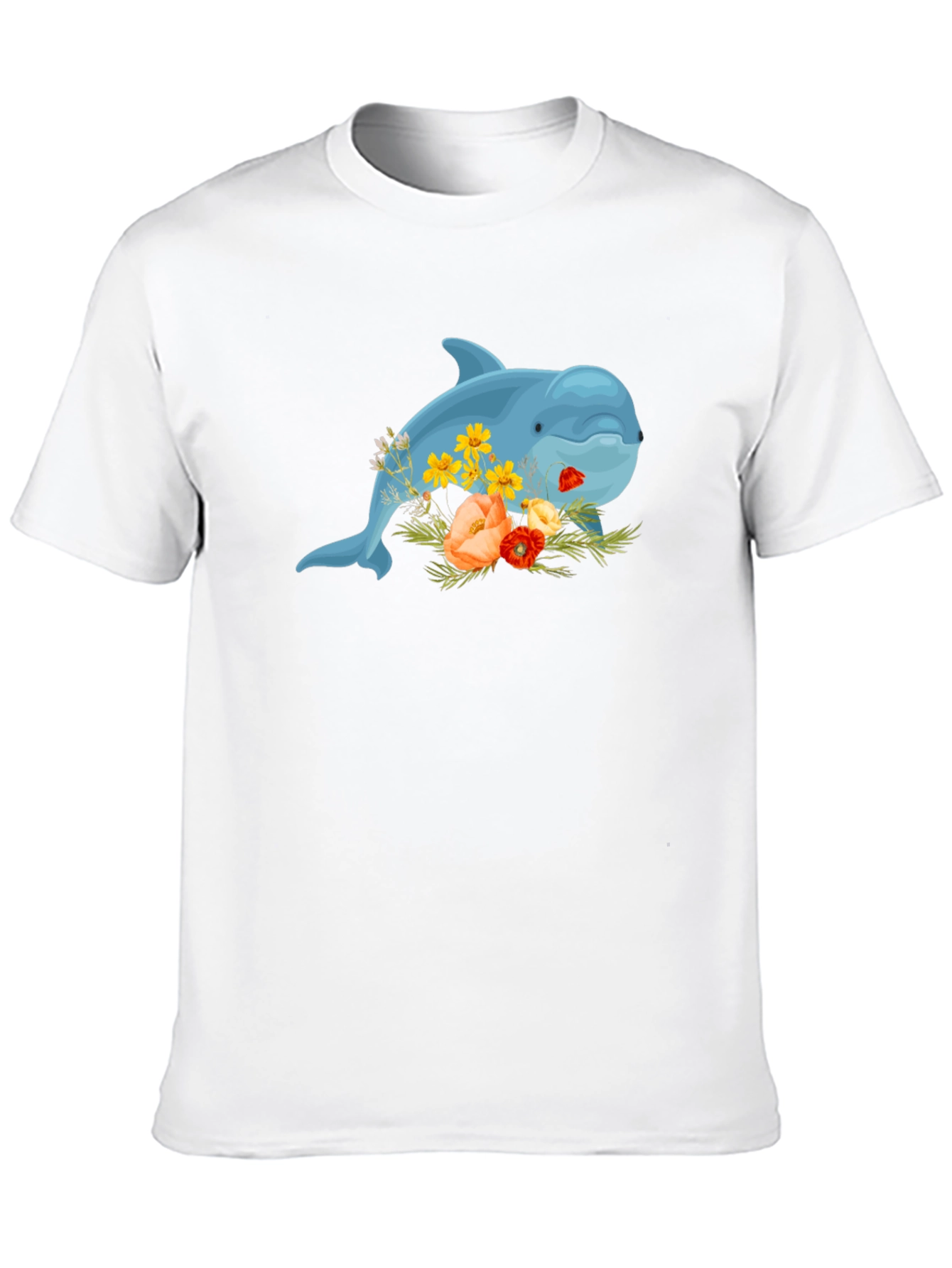 Floral Dolphin Black T-Shirt