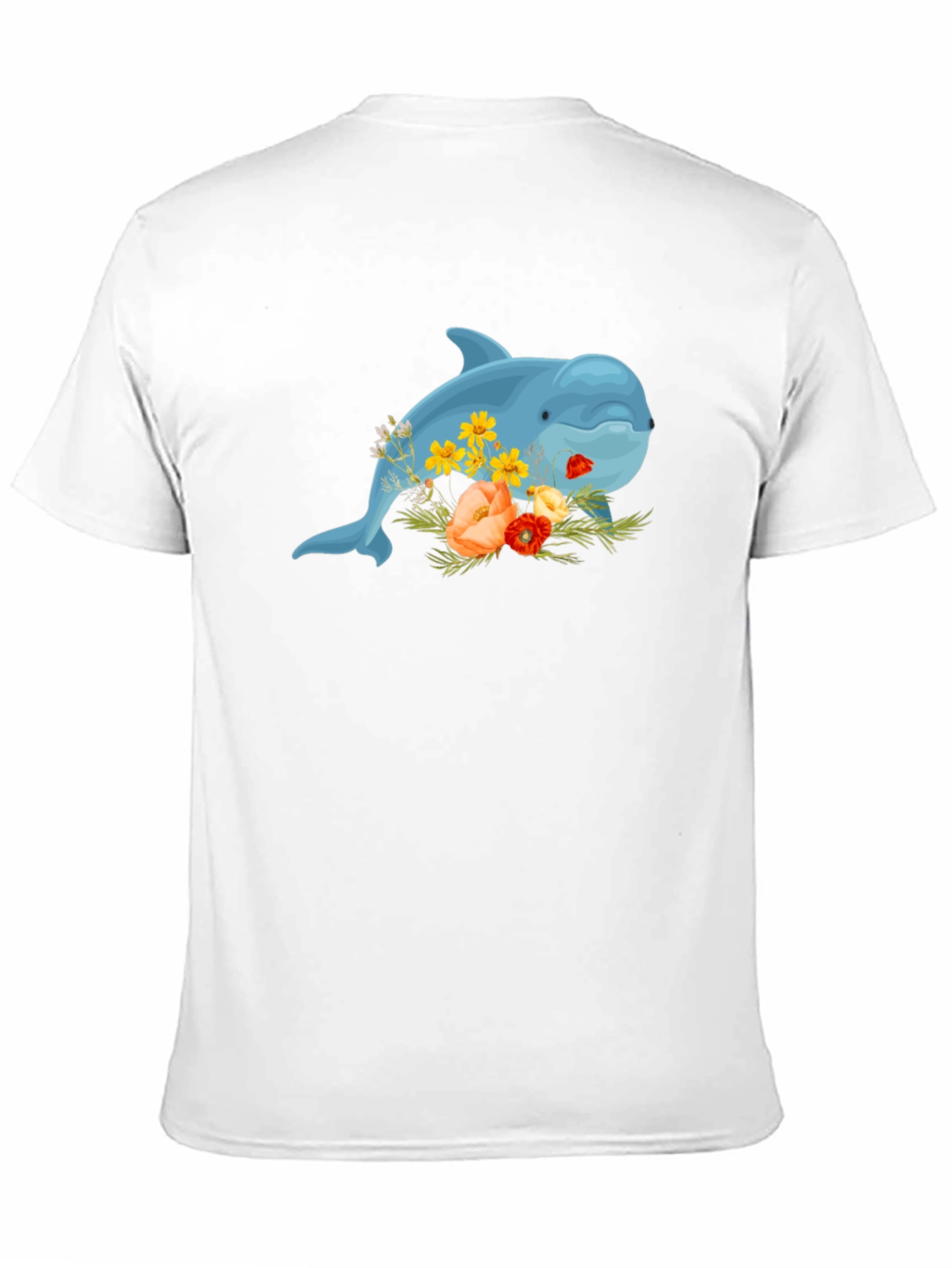 Floral Dolphin Black T-Shirt