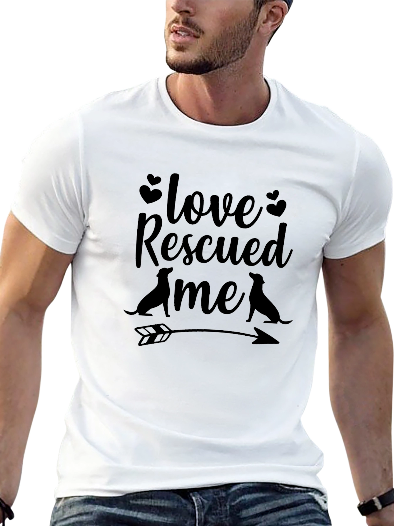 Love Rescued Me Graphic T-Shirt - Black