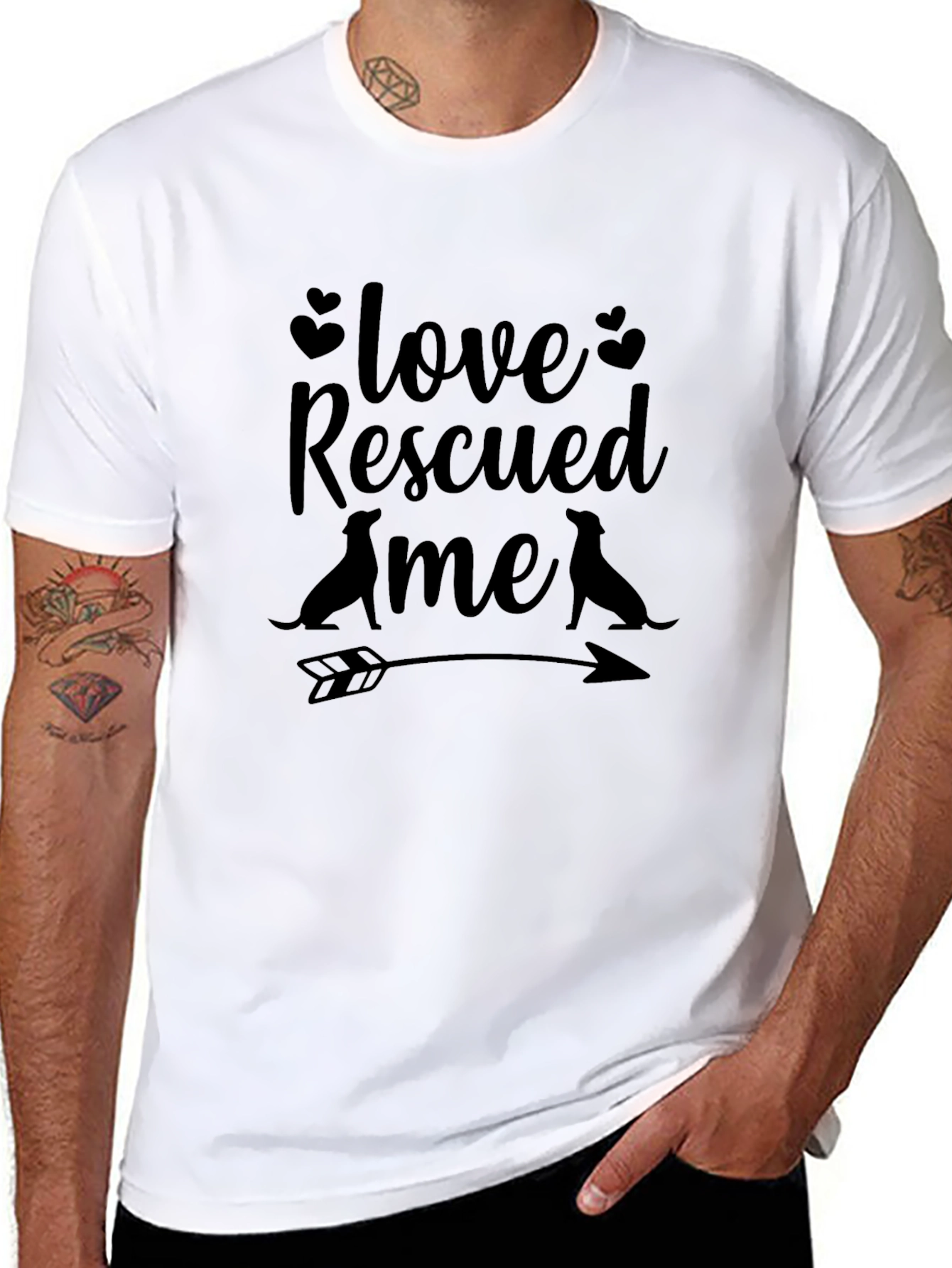 Love Rescued Me Graphic T-Shirt - Black