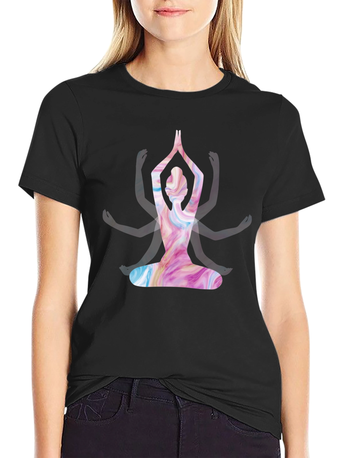 Yoga Pose Graphic Tee - Meditative Style