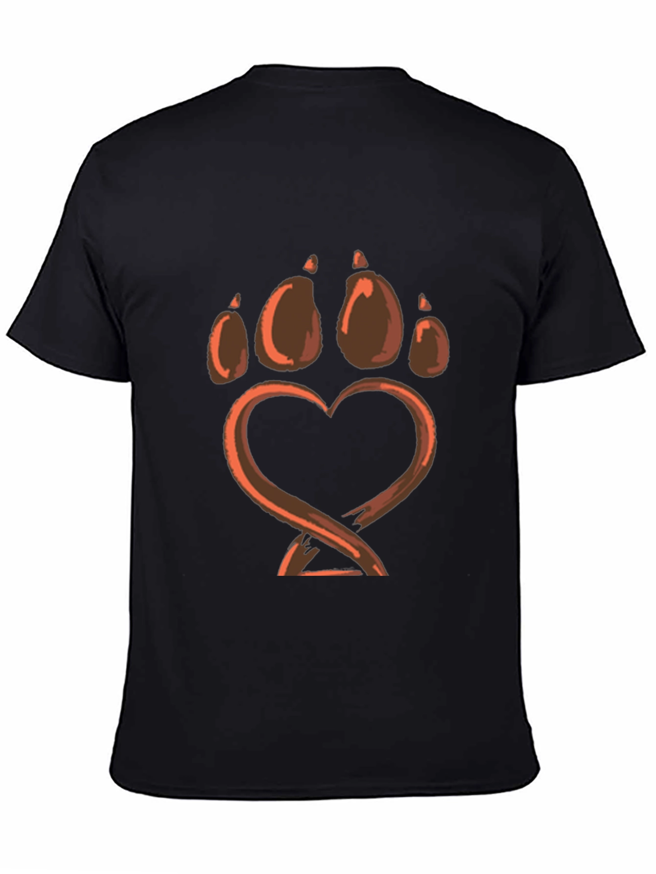 Paw Print Heart Graphic Tee - Soft Black Shirt