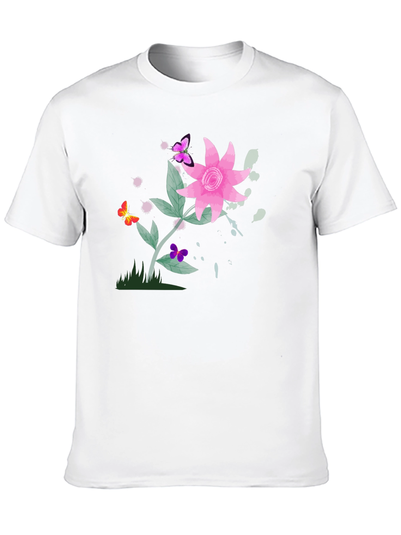 Floral Butterfly Graphic Black T-Shirt