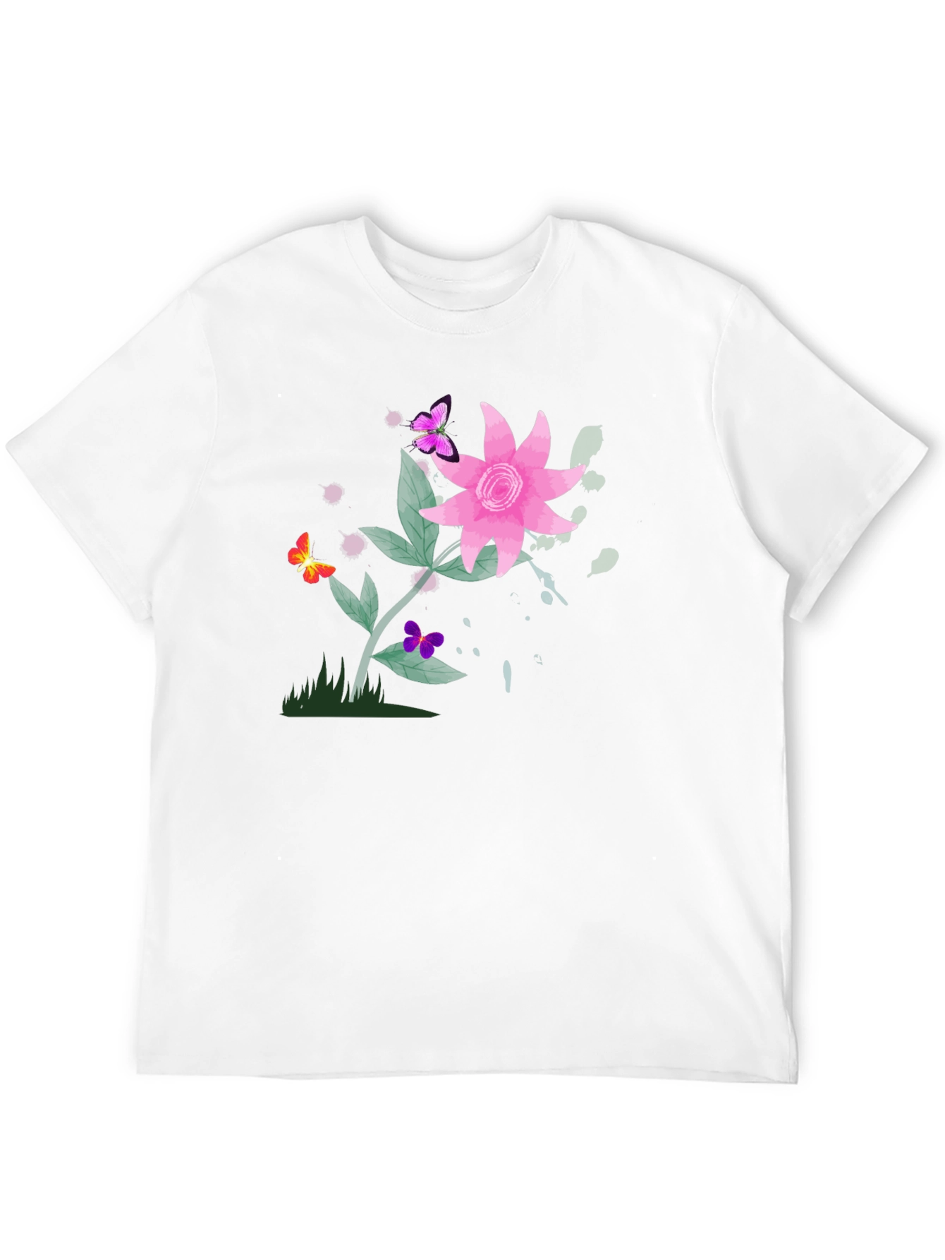 Floral Butterfly Graphic Black T-Shirt
