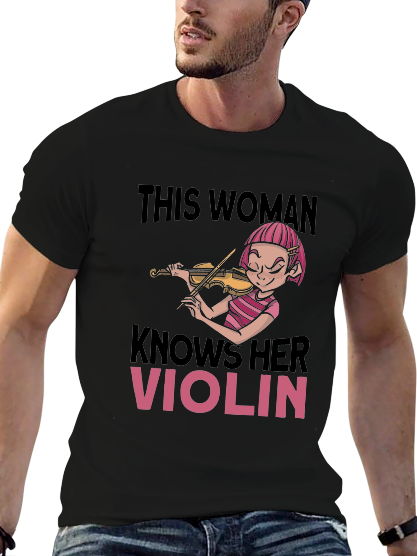 Funny Violinist Womens Black T-Shirt