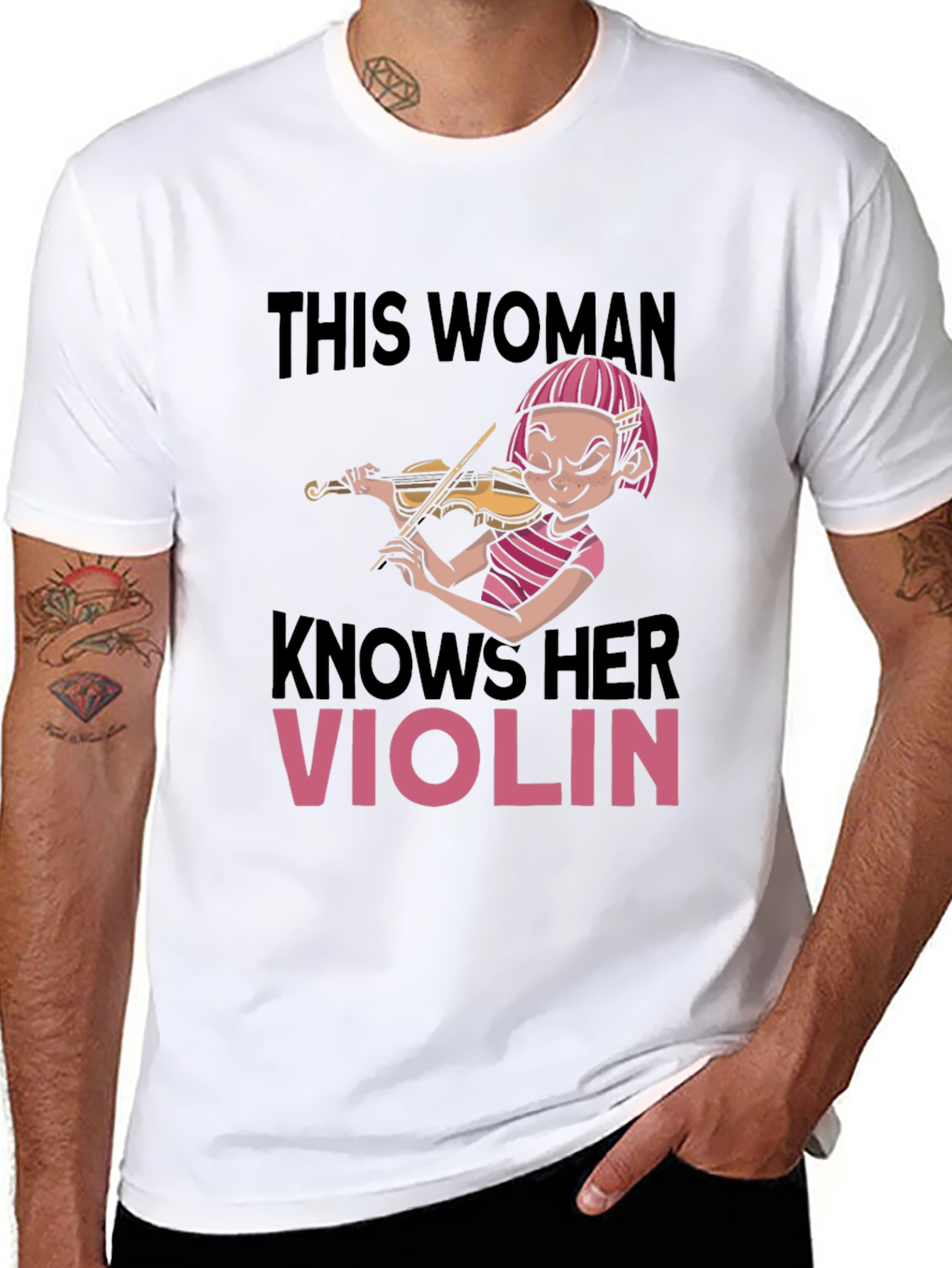 Funny Violinist Womens Black T-Shirt