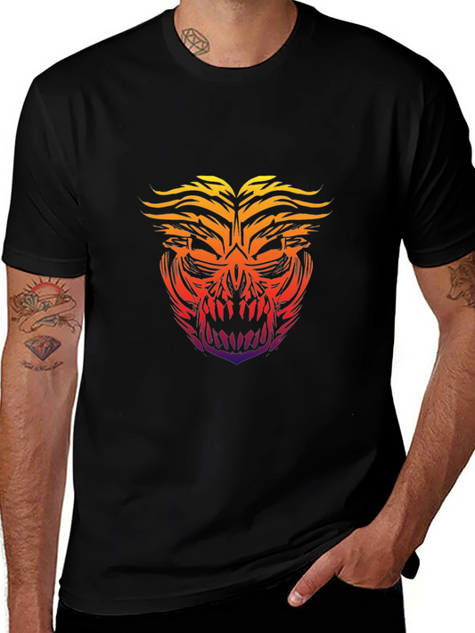 Fiery Skull Graphic Tee - Bold Black T-Shirt