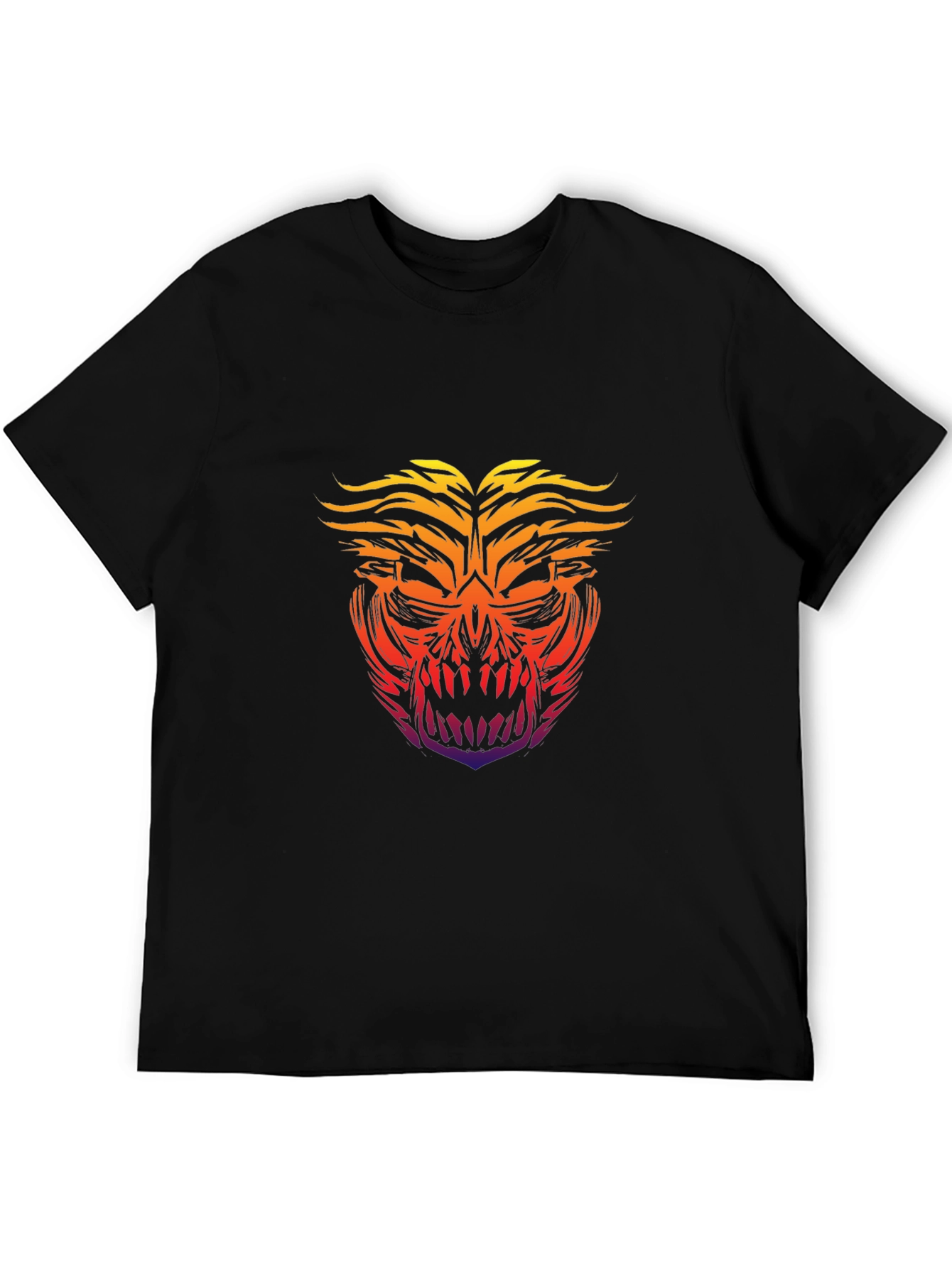Fiery Skull Graphic Tee - Bold Black T-Shirt