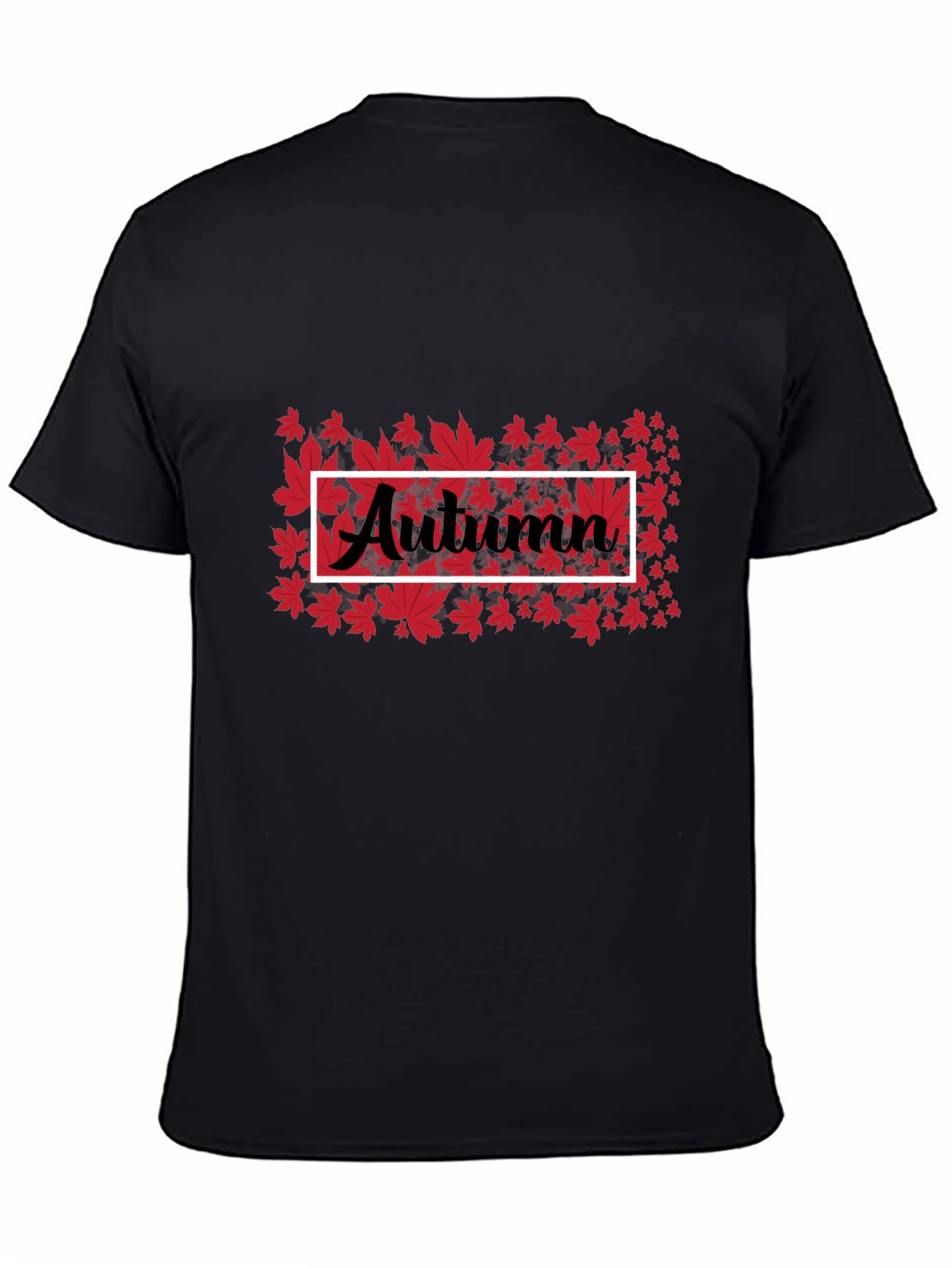 Autumn Leaves Graphic Tee - Black Cotton Casual Shirt