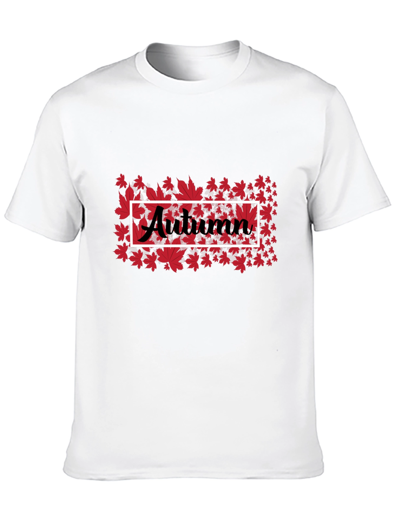 Autumn Leaves Graphic Tee - Black Cotton Casual Shirt