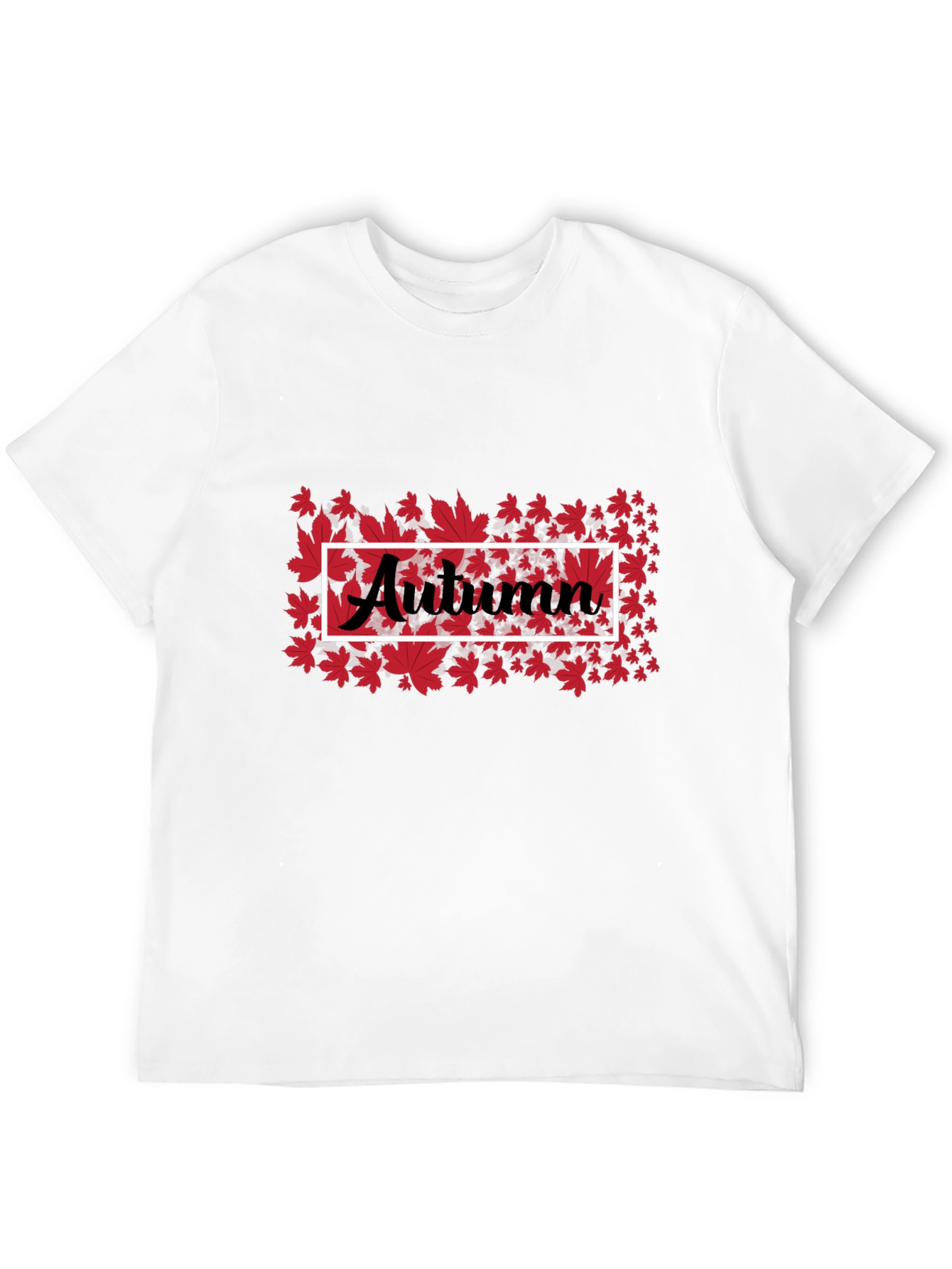 Autumn Leaves Graphic Tee - Black Cotton Casual Shirt