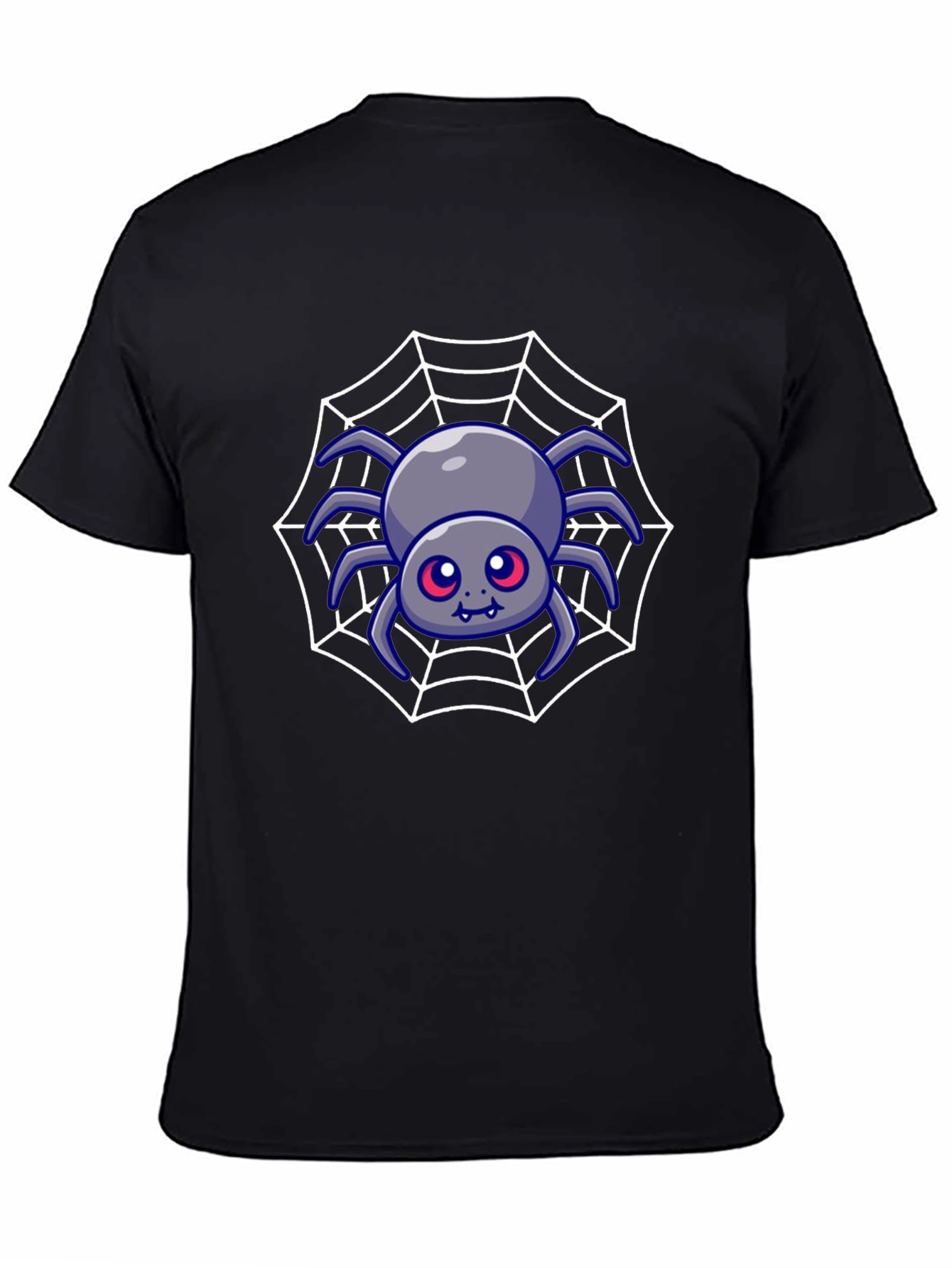 Cute Spider Web Graphic Tee - Black Cotton Blend