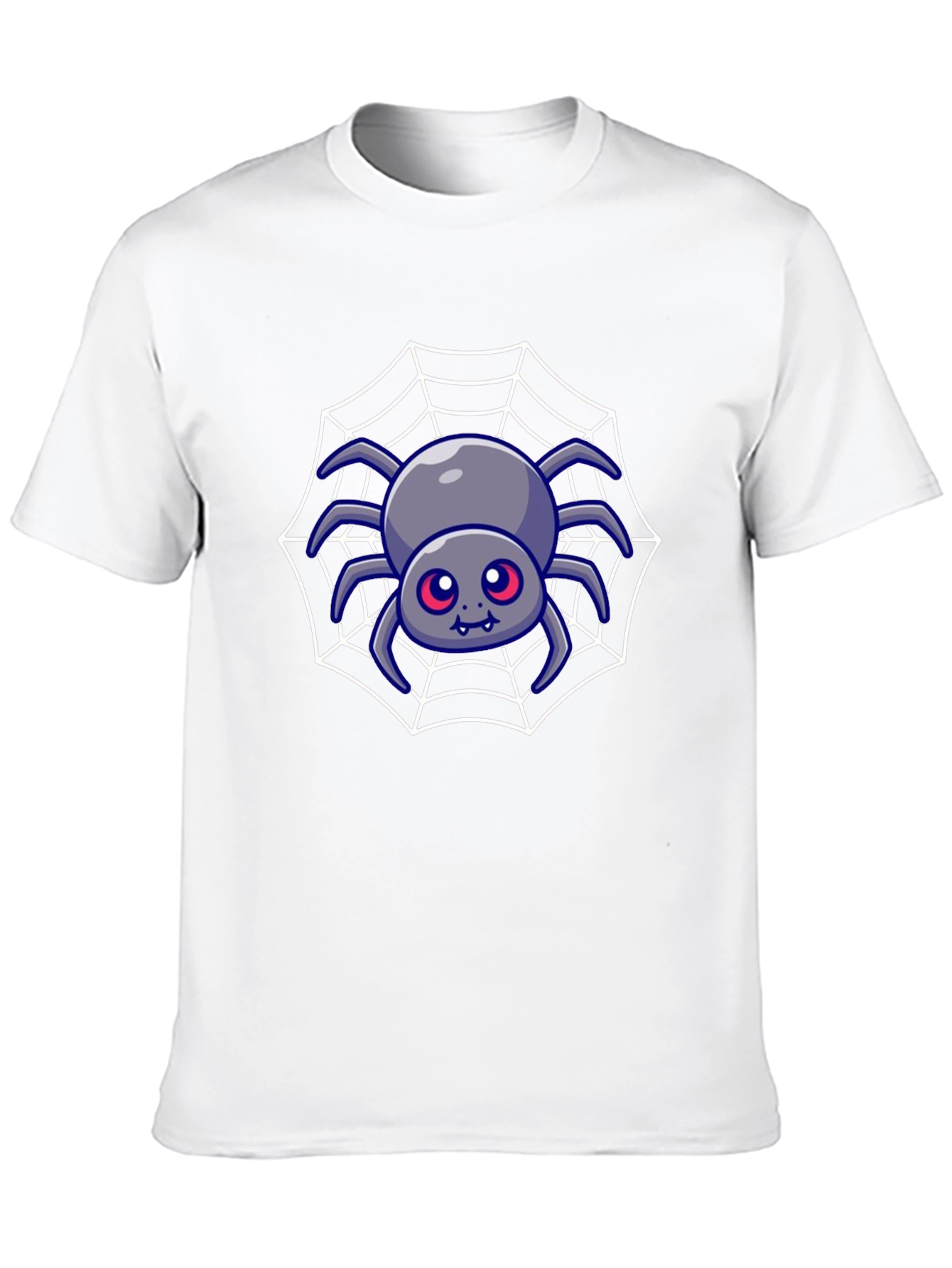 Cute Spider Web Graphic Tee - Black Cotton Blend