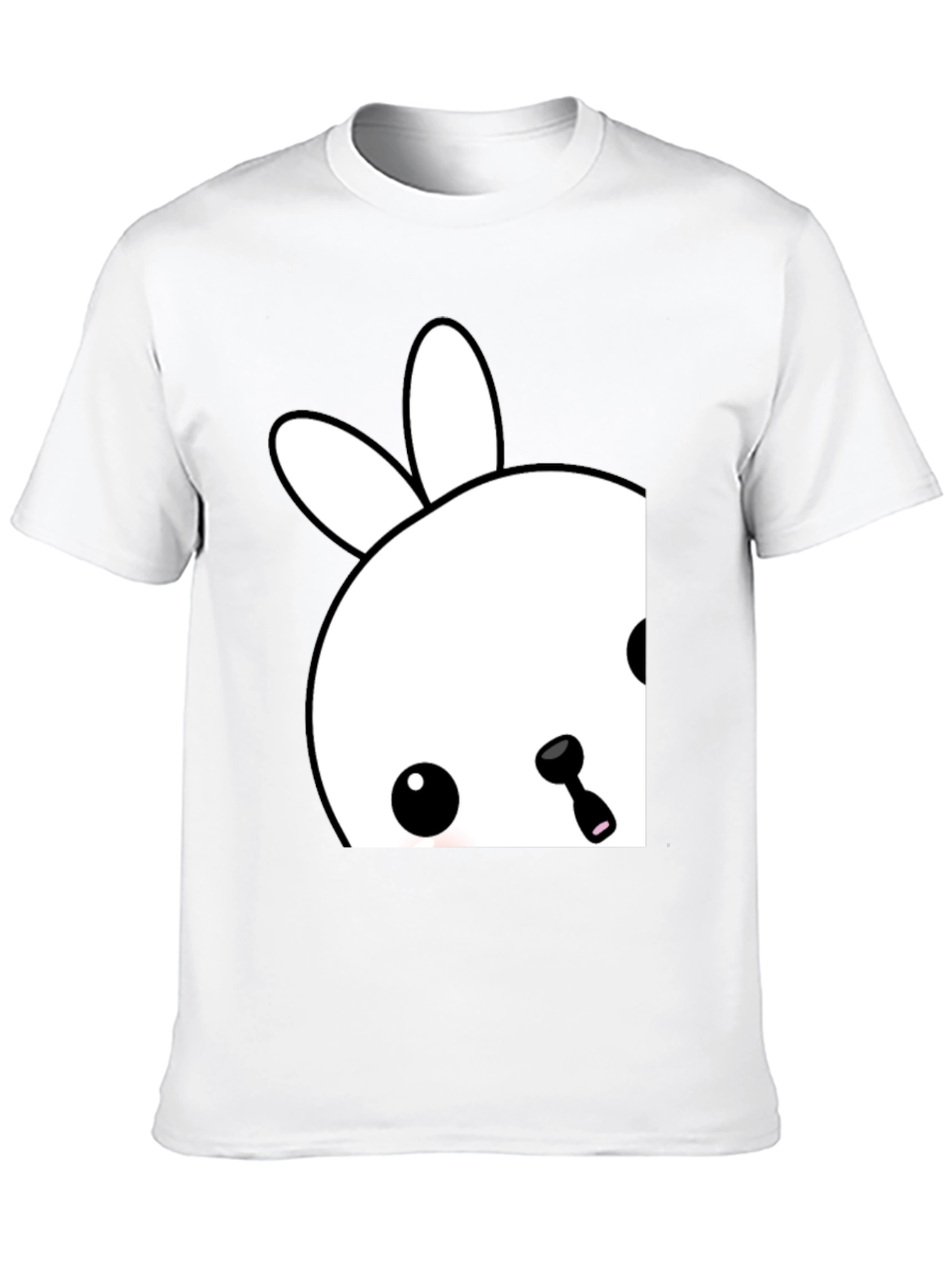 Cute Bunny Graphic Tee - Black Cotton Blend