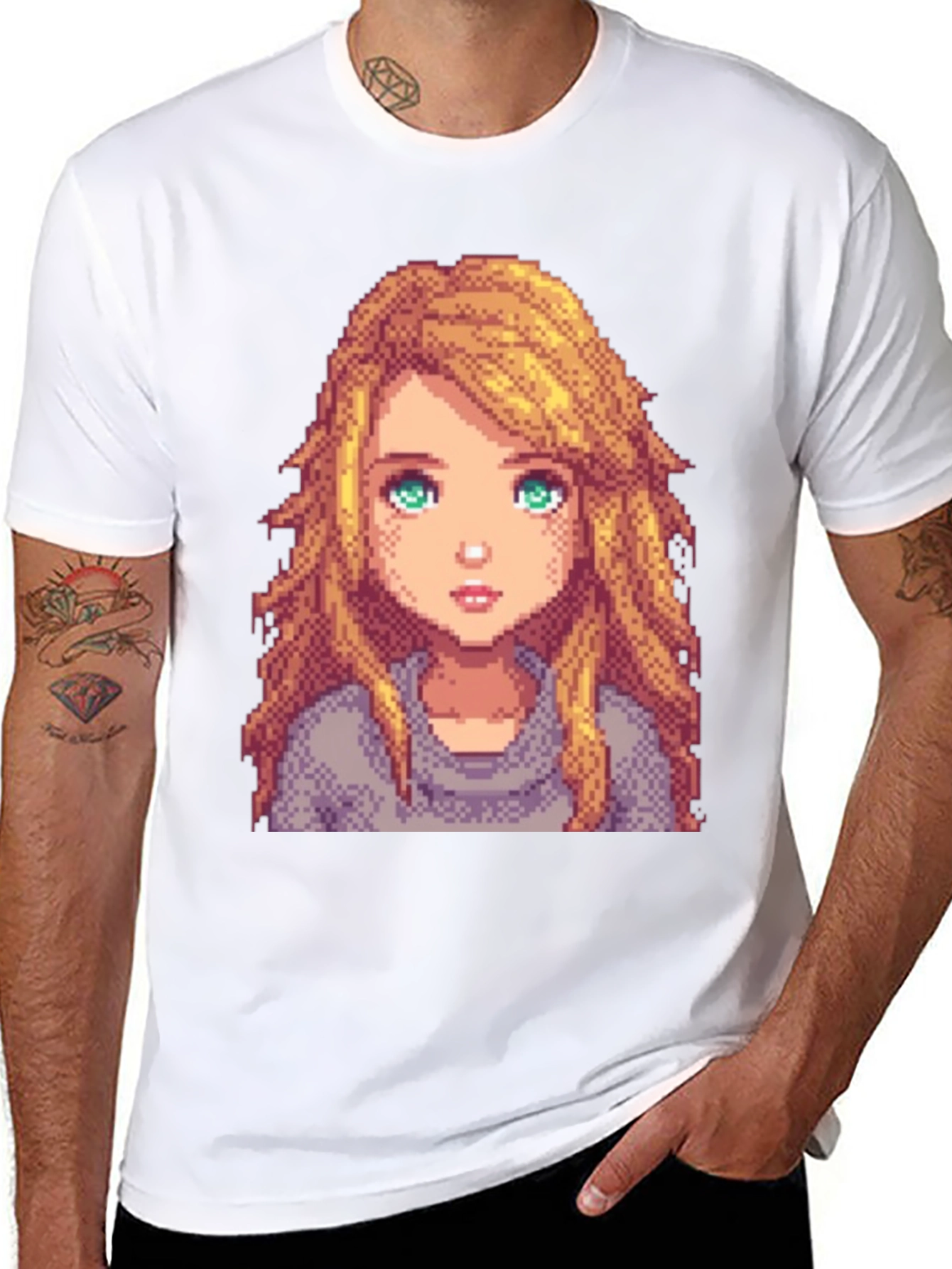 Pixel Art Girl Graphic T-Shirt