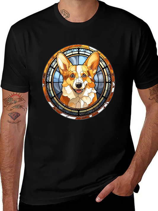 Corgi Stained Glass T-Shirt - Unique Dog Lover Tee