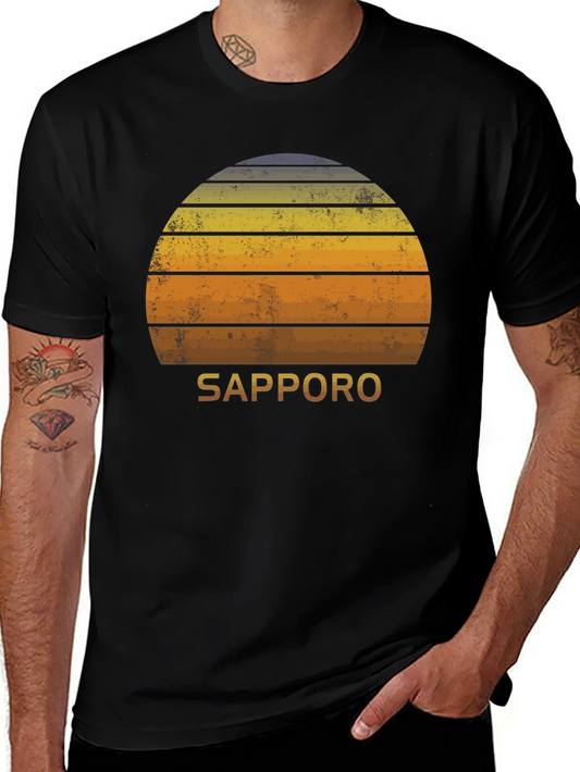 Sapporo Sunset Graphic Tee - Retro Style