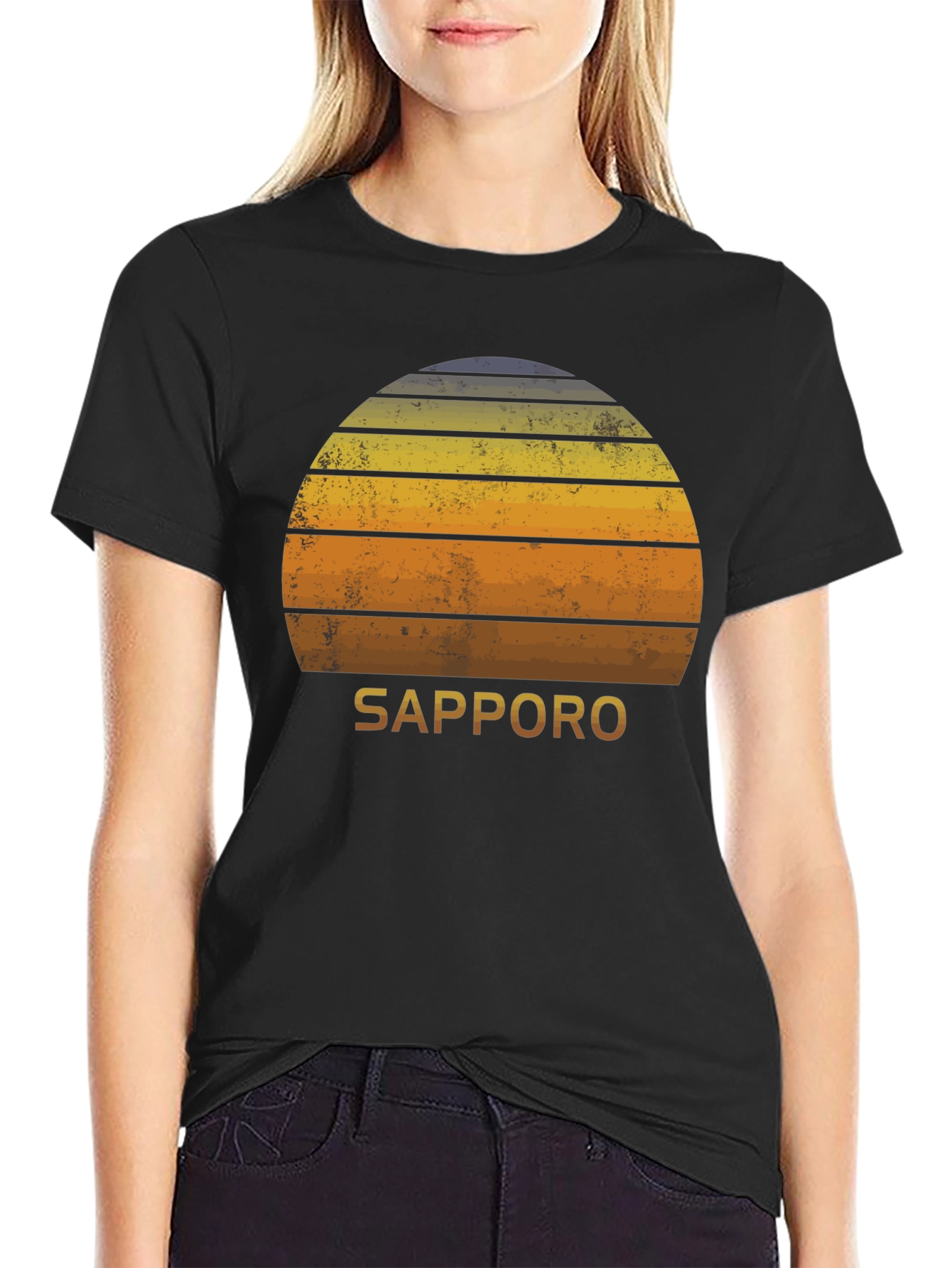 Sapporo Sunset Graphic Tee - Retro Style