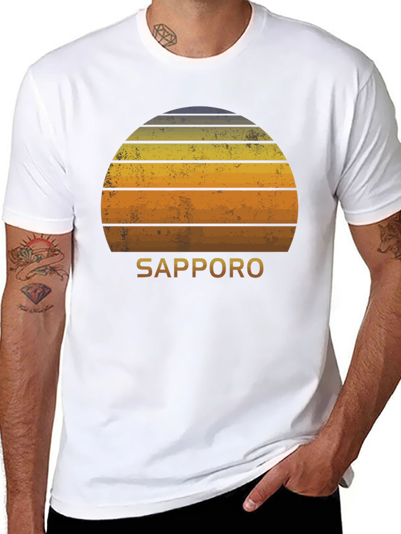 Sapporo Sunset Graphic Tee - Retro Style