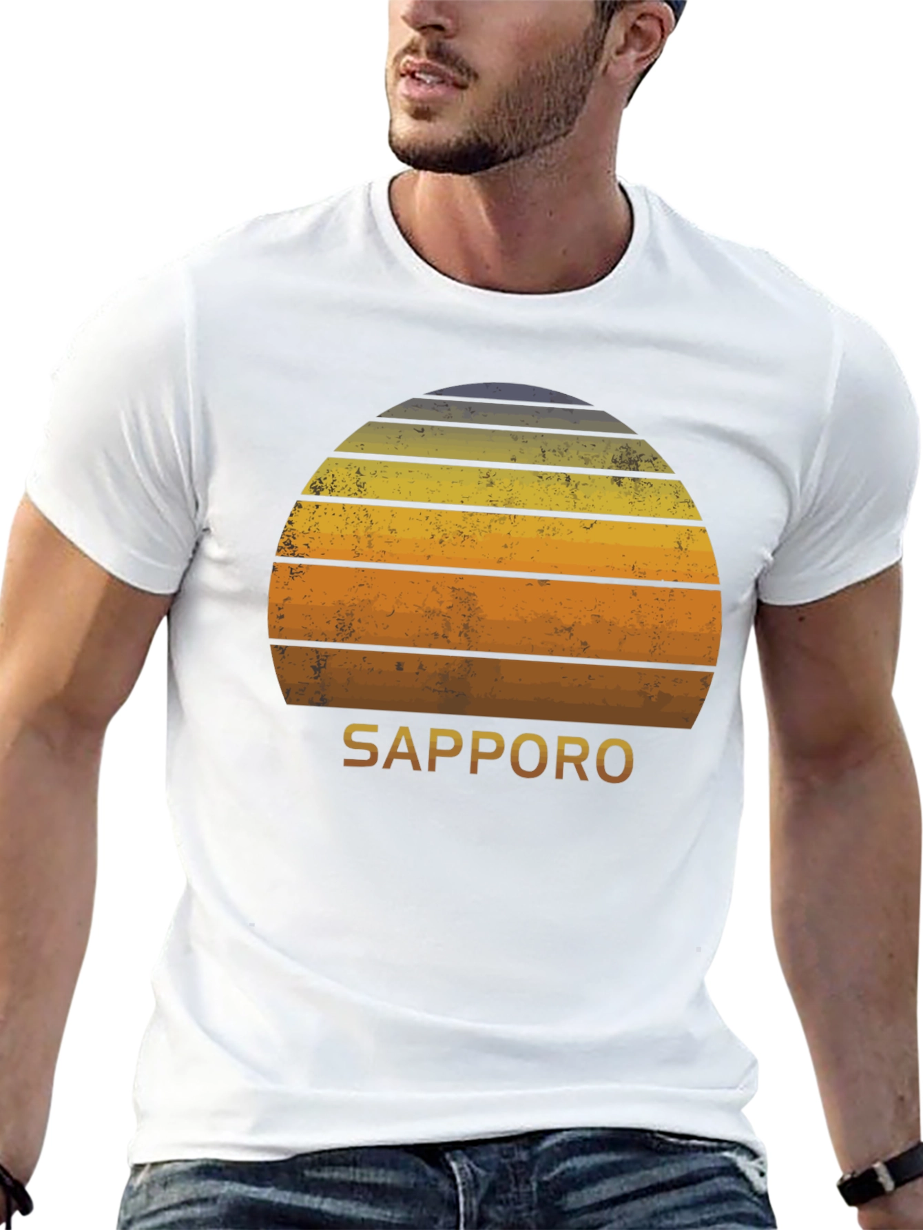 Sapporo Sunset Graphic Tee - Retro Style