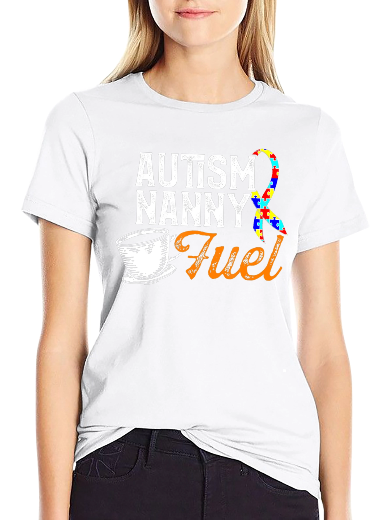 Autism Nanny Fuel T-Shirt Awareness Ribbon