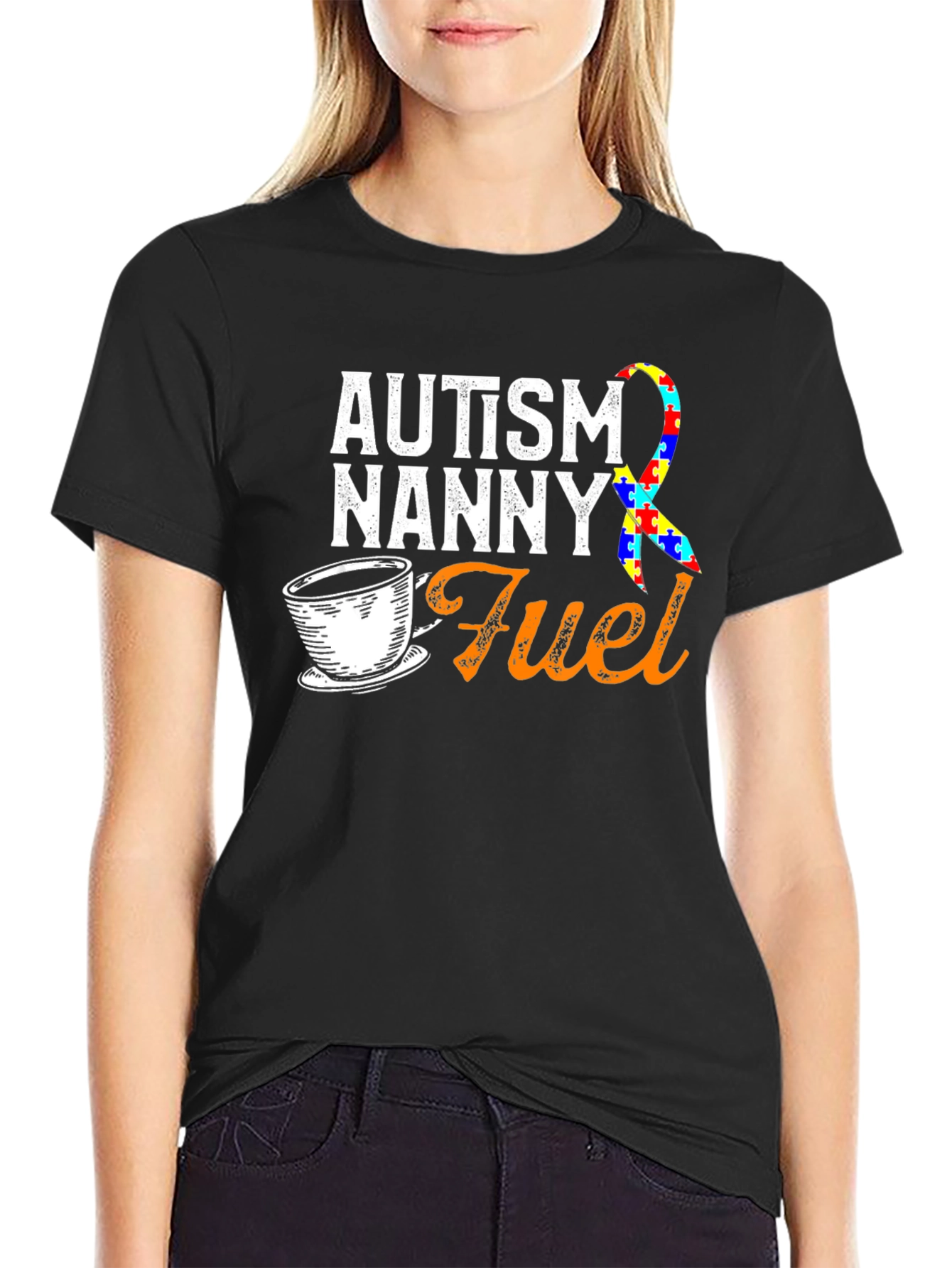 Autism Nanny Fuel T-Shirt Awareness Ribbon