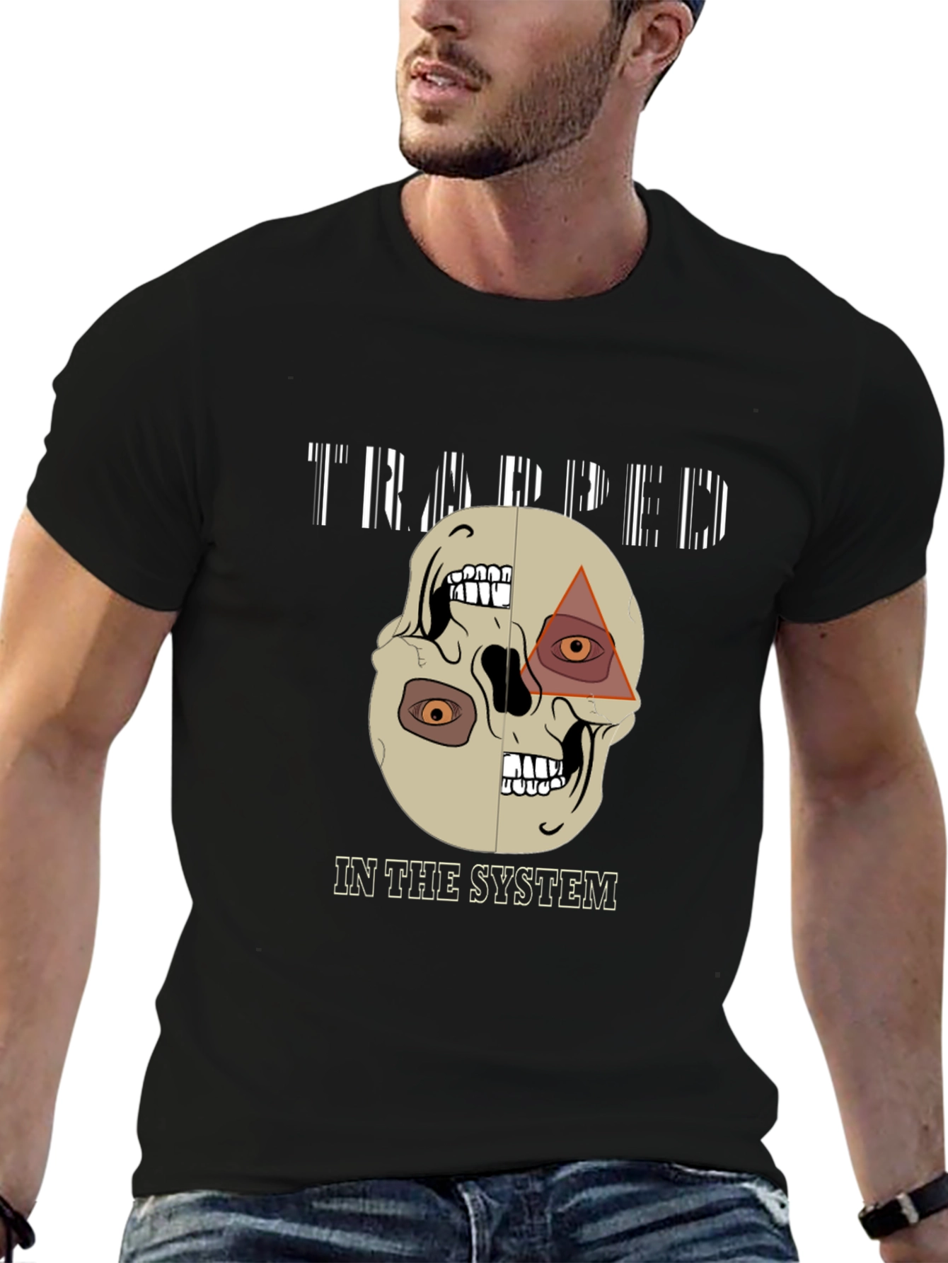 Trapped In The System Skull Graphic Tee