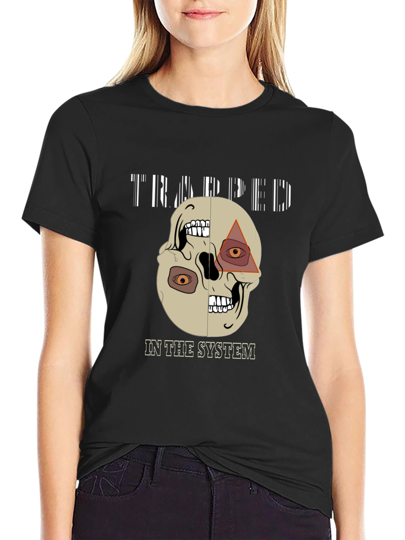 Trapped In The System Skull Graphic Tee