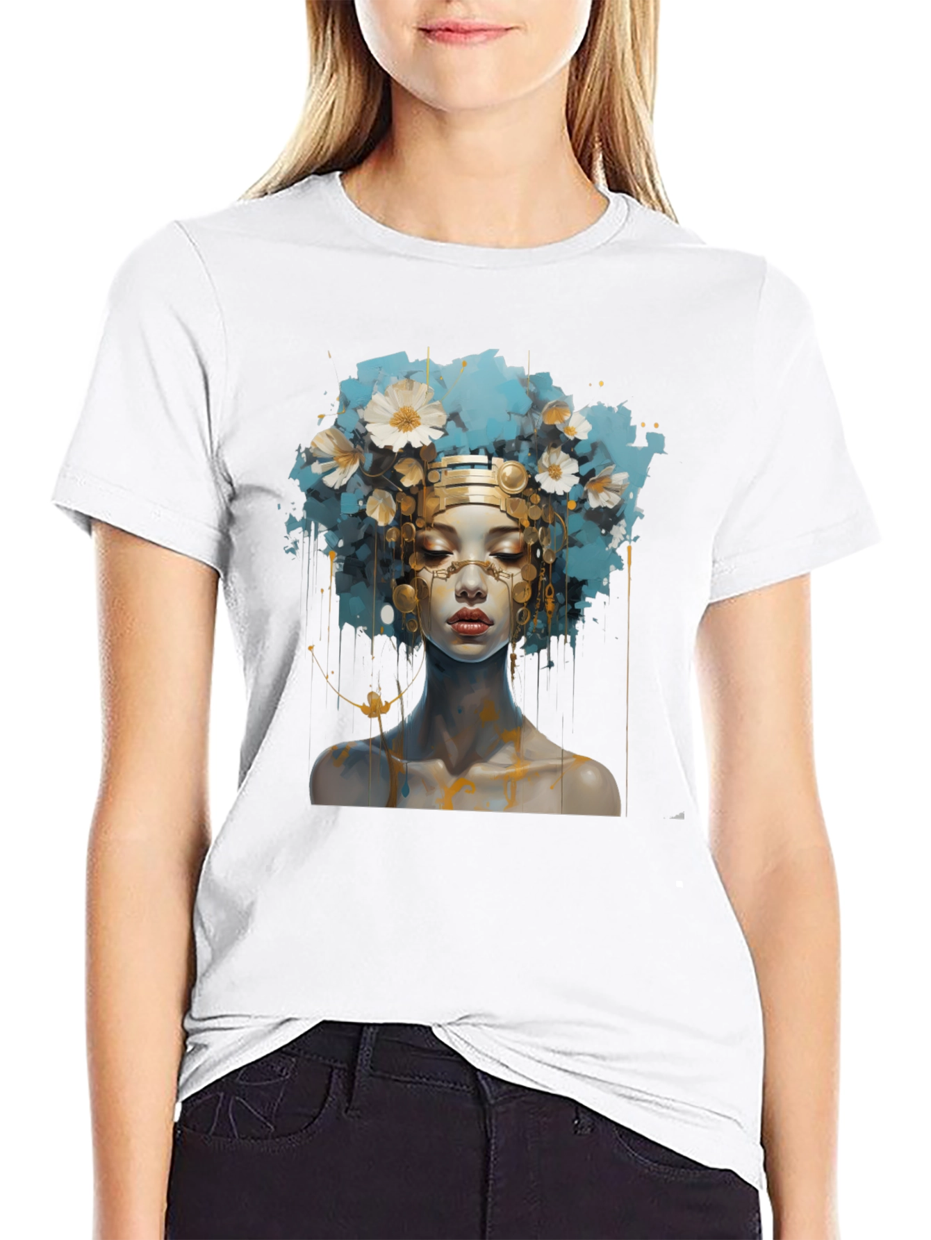 Artistic Woman Graphic Black Tee
