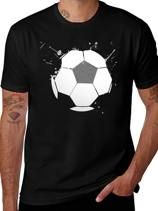 Soccer Ball Graphic T-Shirt - Casual Black Tee