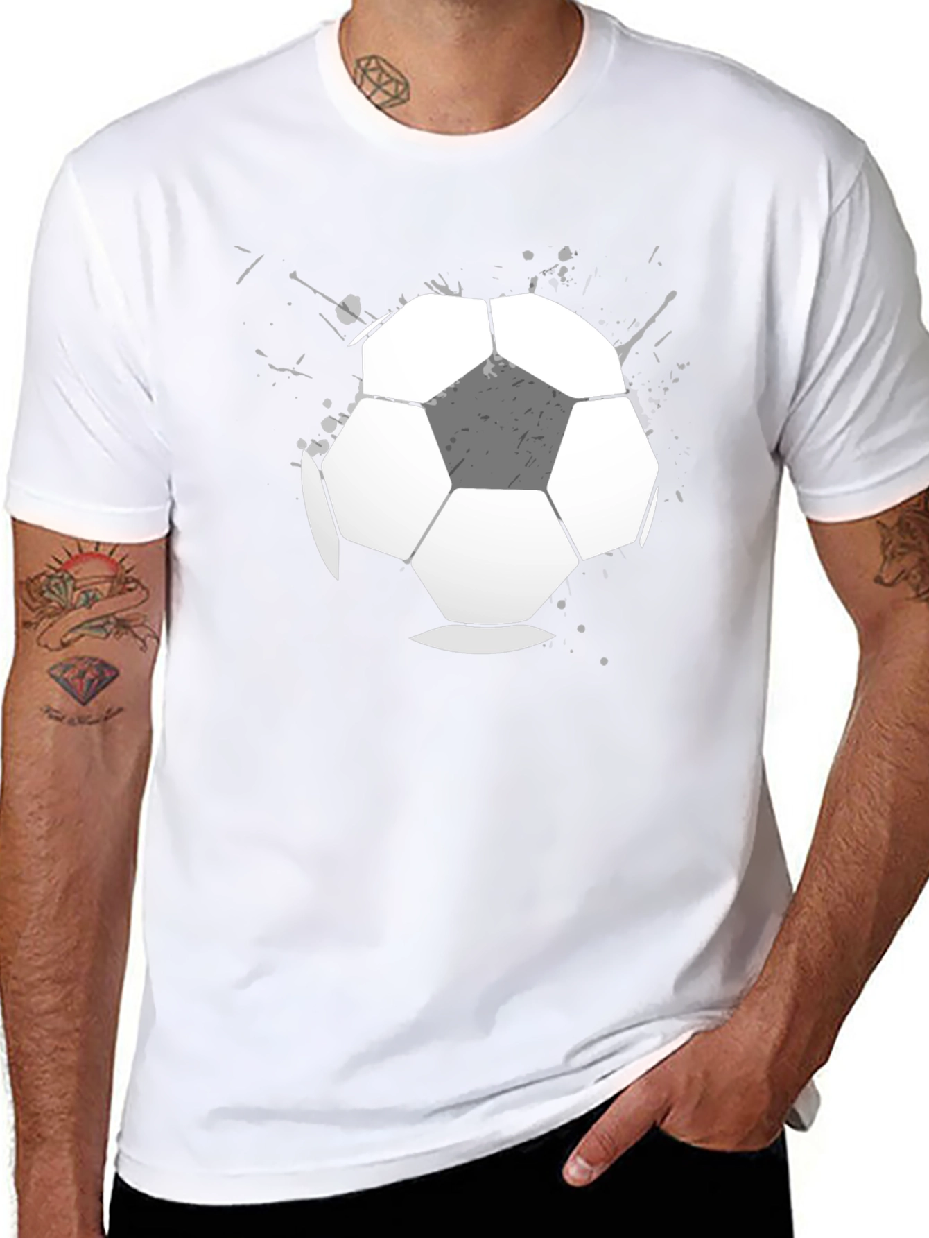 Soccer Ball Graphic T-Shirt - Casual Black Tee
