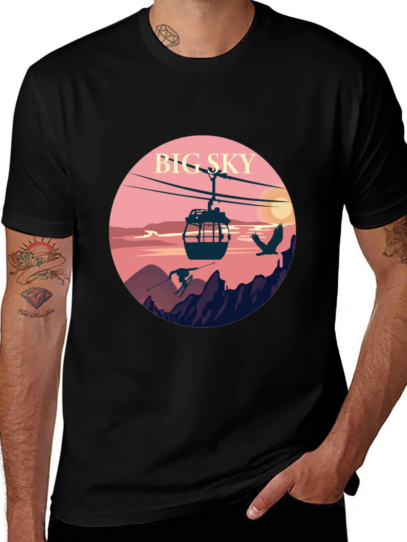 Big Sky Graphic Tee - Mountain Scene T-Shirt