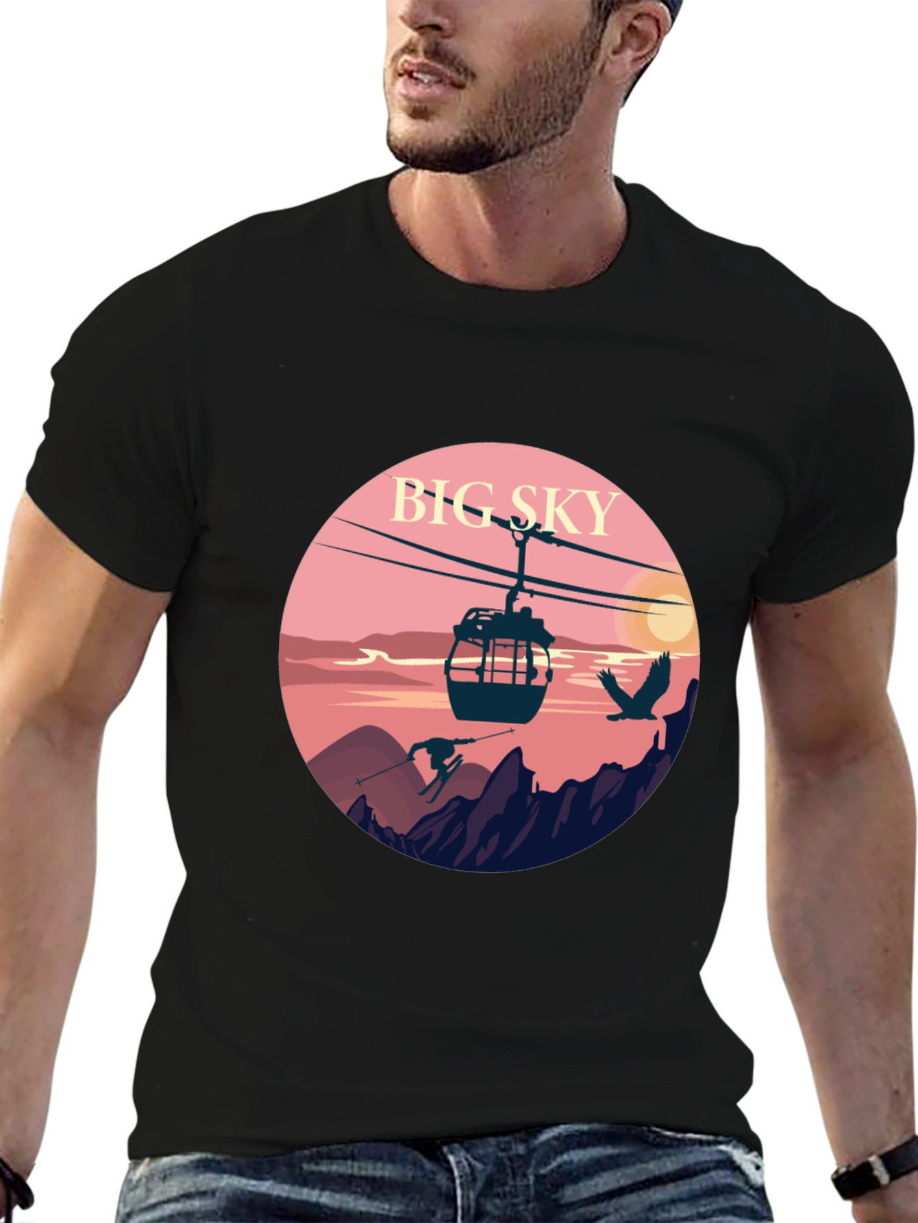 Big Sky Graphic Tee - Mountain Scene T-Shirt