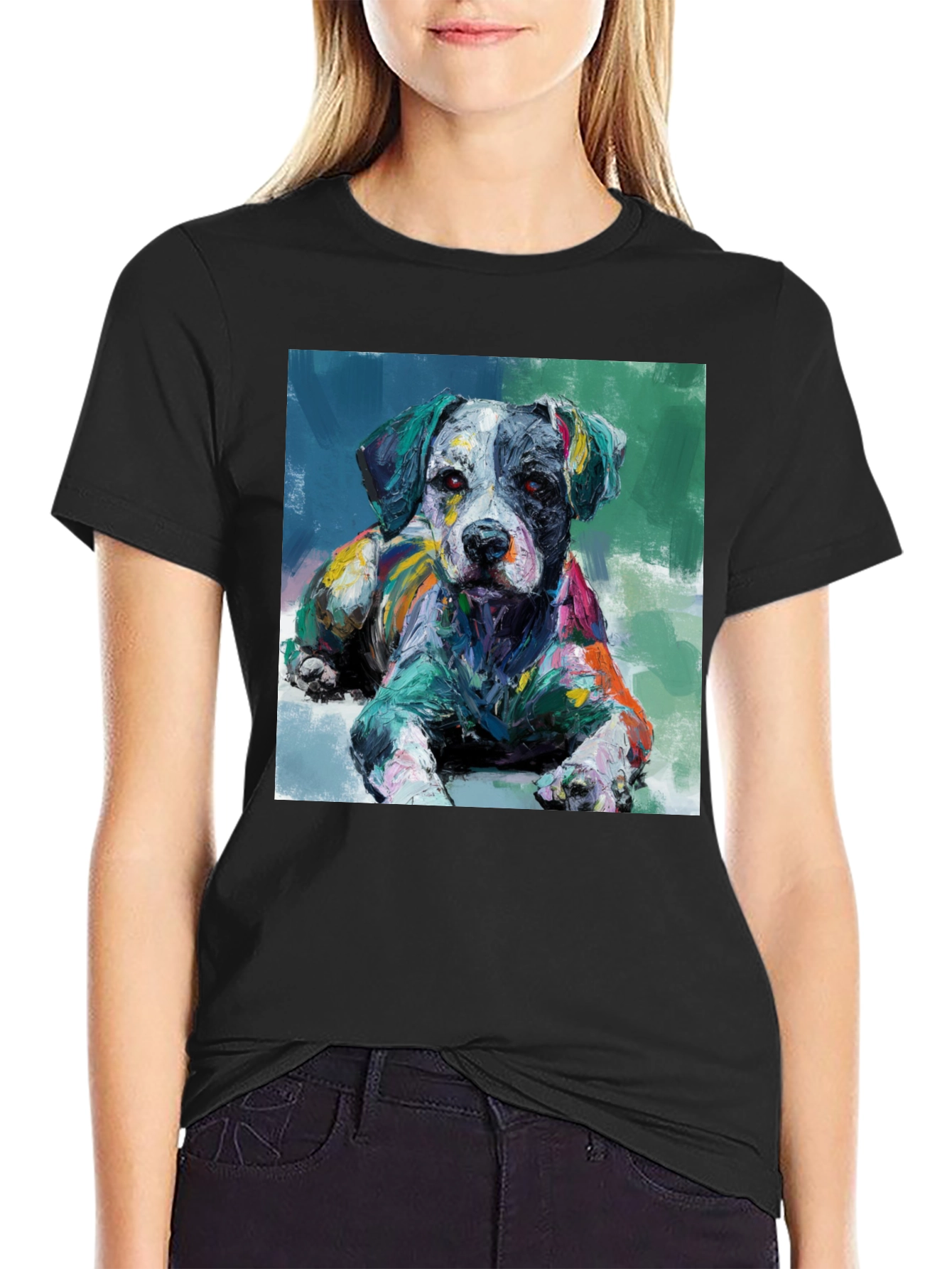 Dog Painting Black T-Shirt