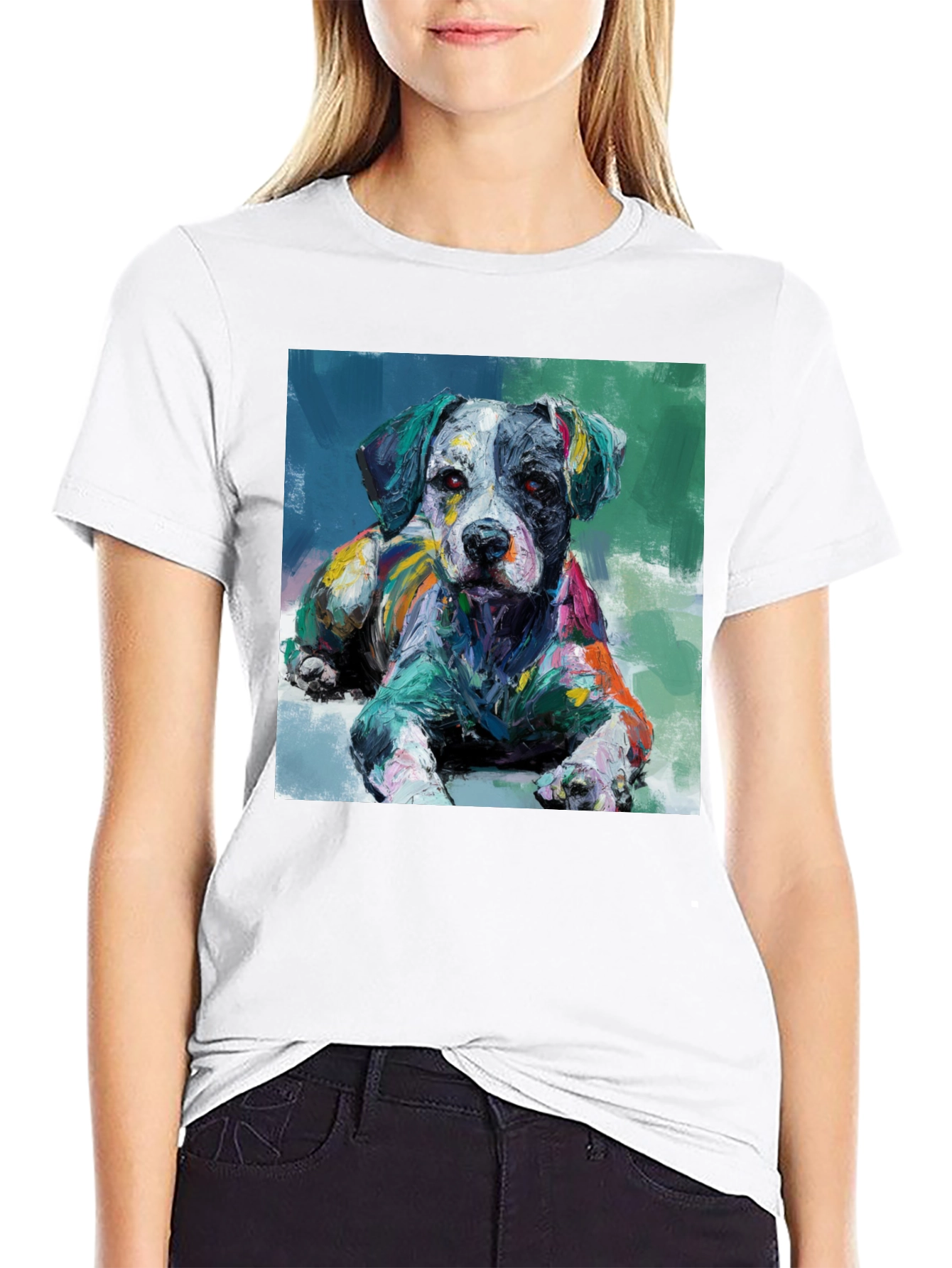 Dog Painting Black T-Shirt