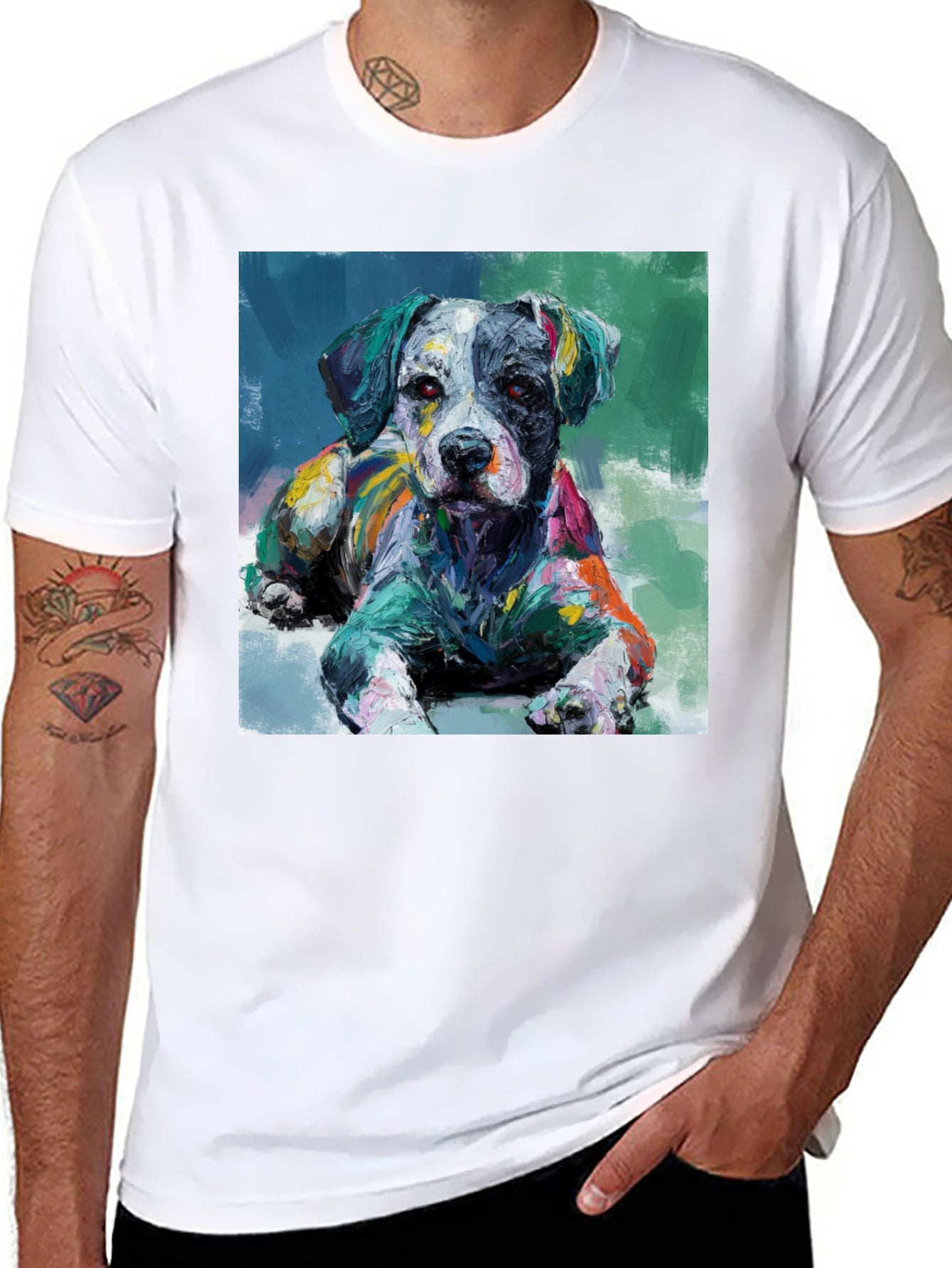 Dog Painting Black T-Shirt