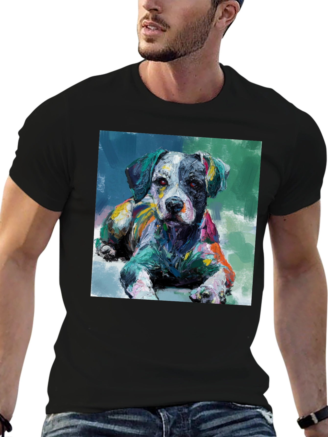 Dog Painting Black T-Shirt