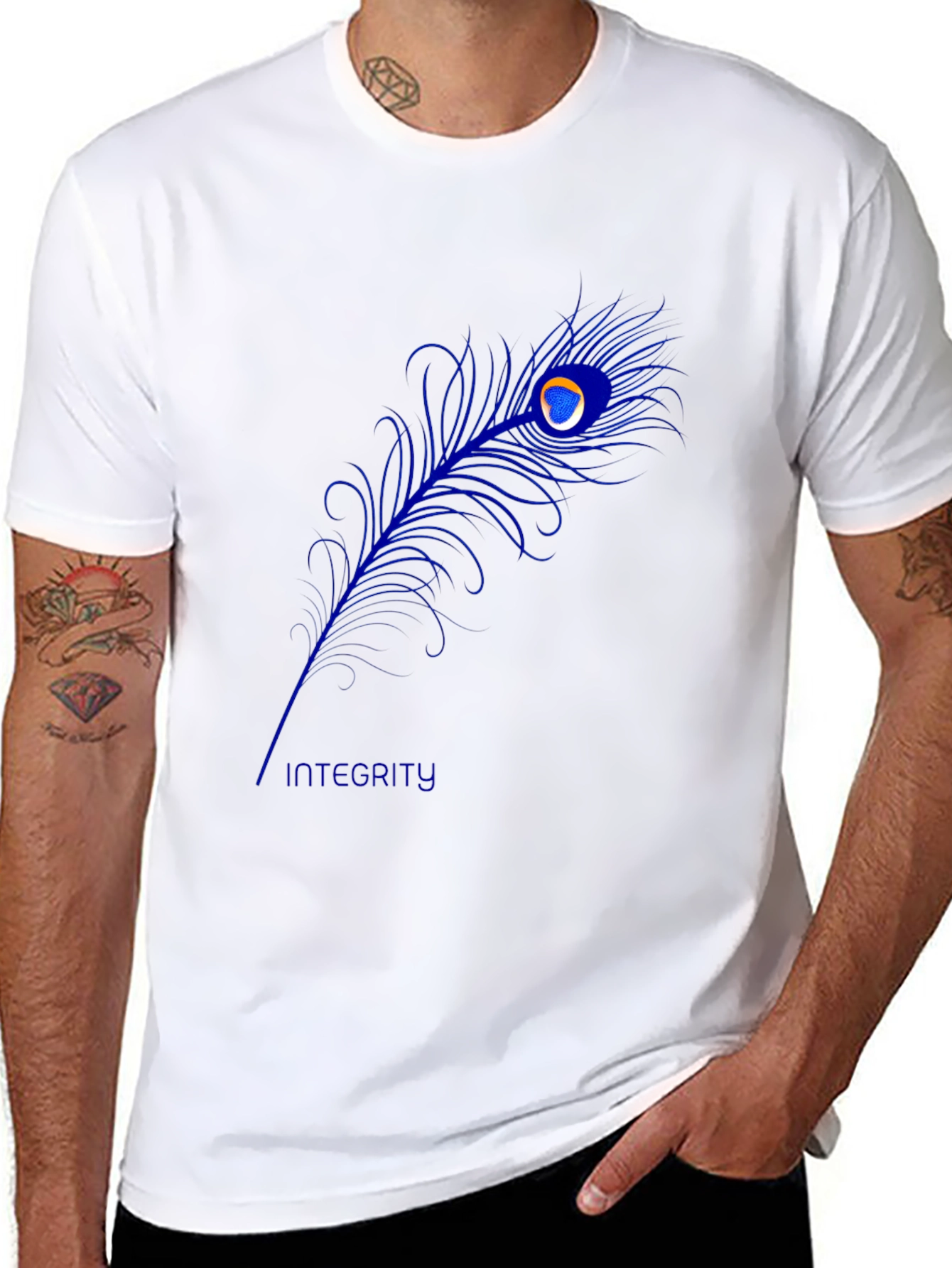Peacock Feather Graphic Tee - Black