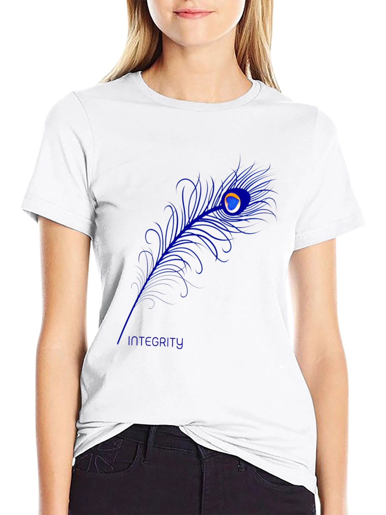 Peacock Feather Graphic Tee - Black