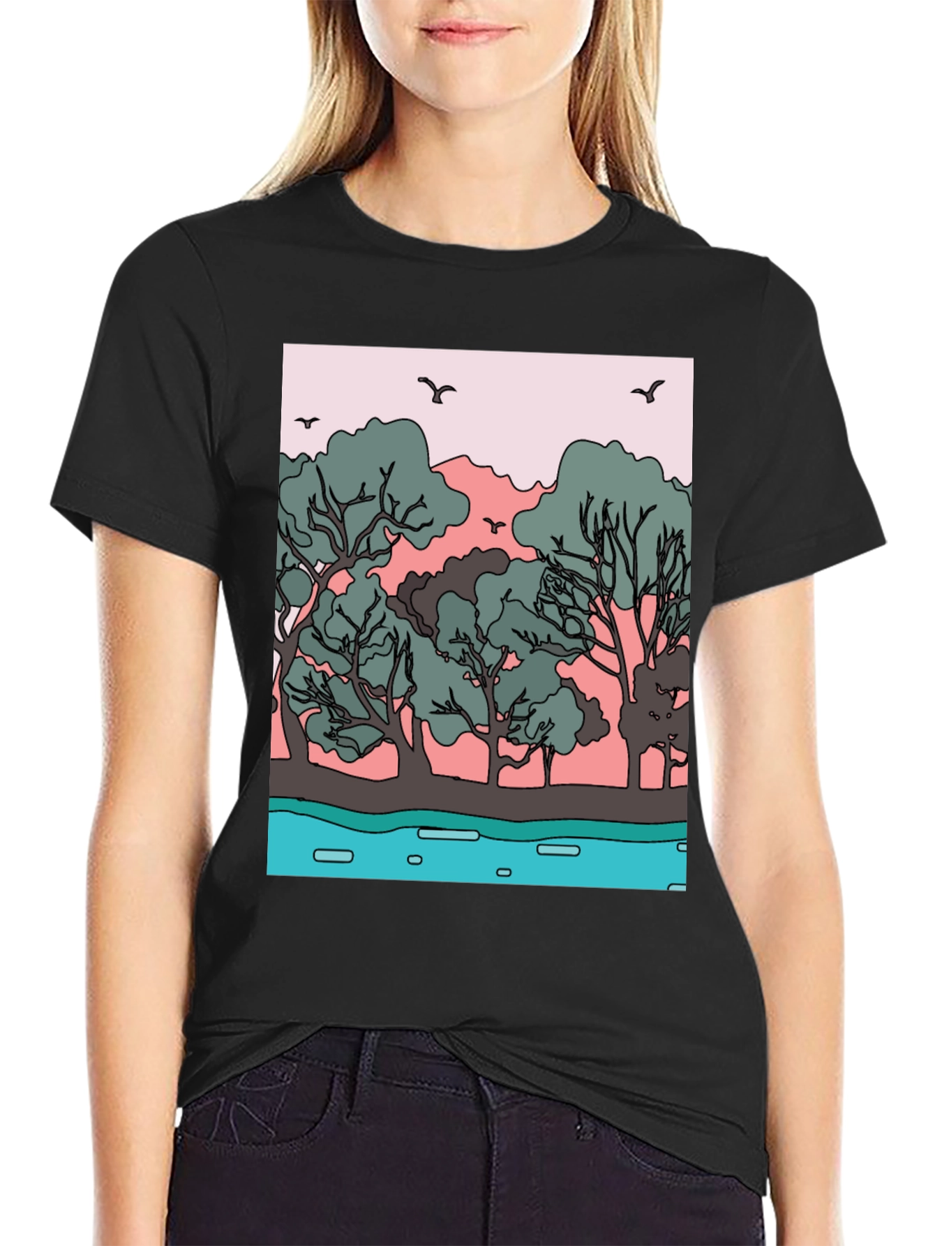 Nature Graphic Black Tee