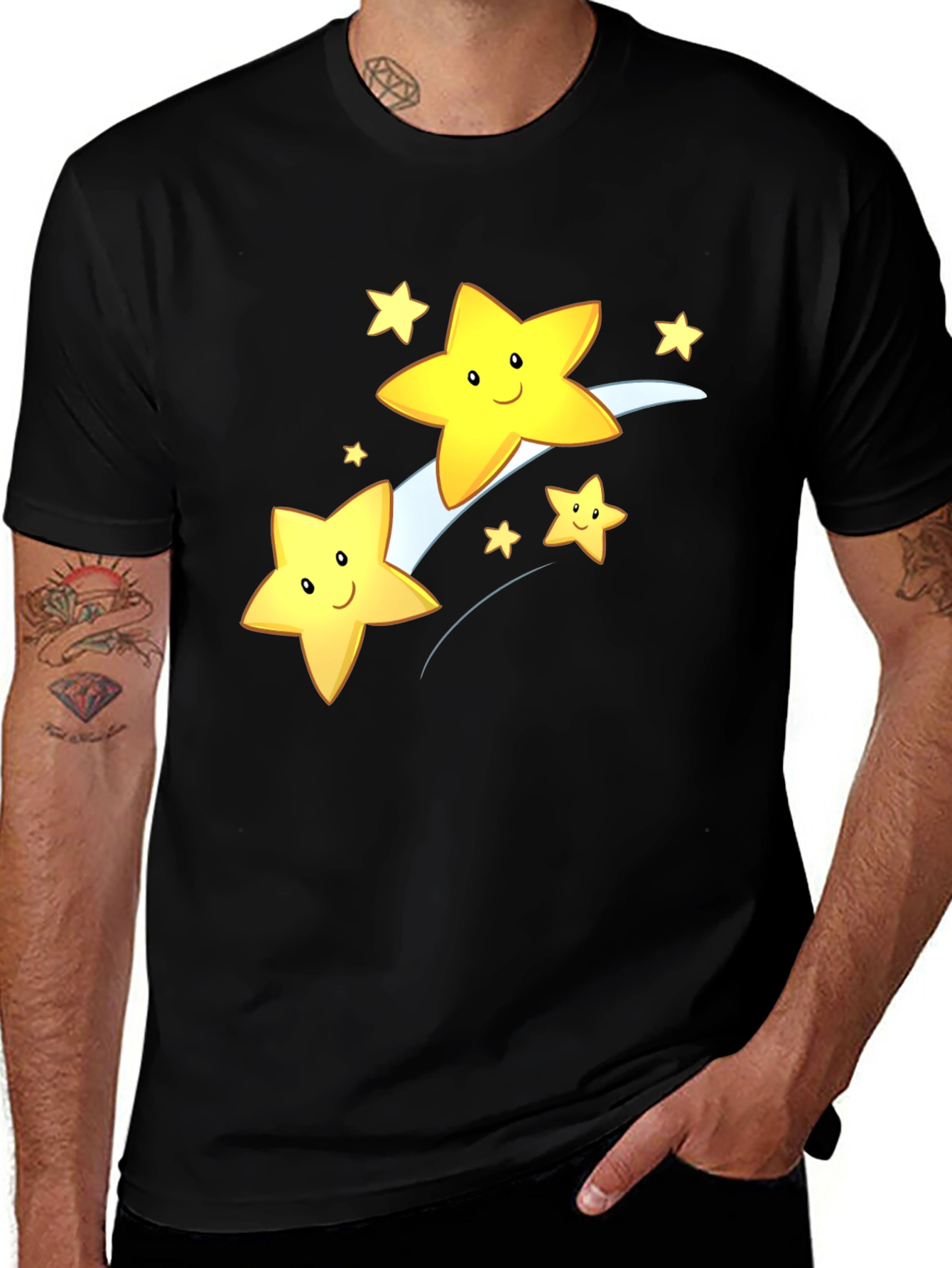 Shooting Star Graphic Tee - Black Cotton Blend
