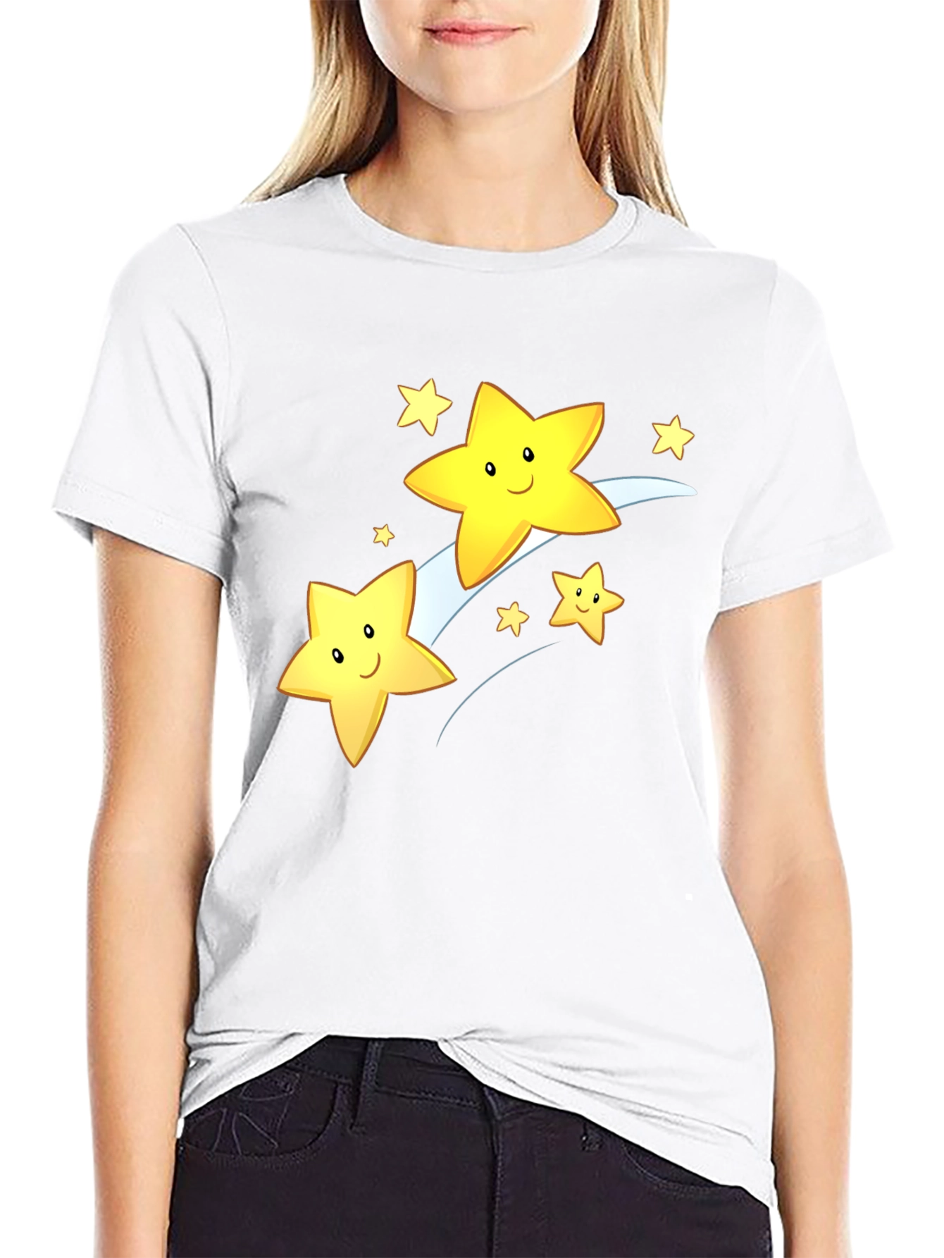 Shooting Star Graphic Tee - Black Cotton Blend
