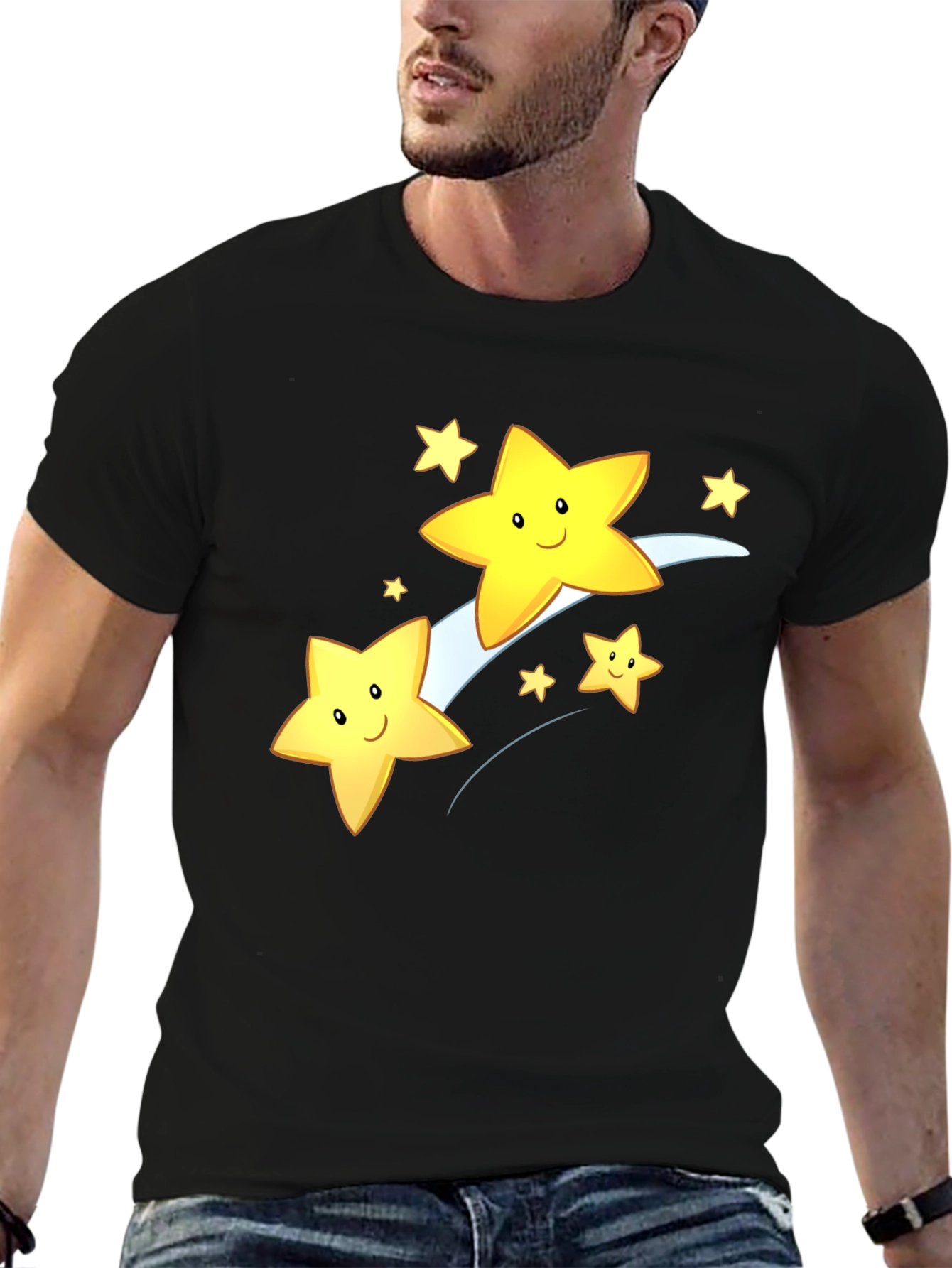 Shooting Star Graphic Tee - Black Cotton Blend